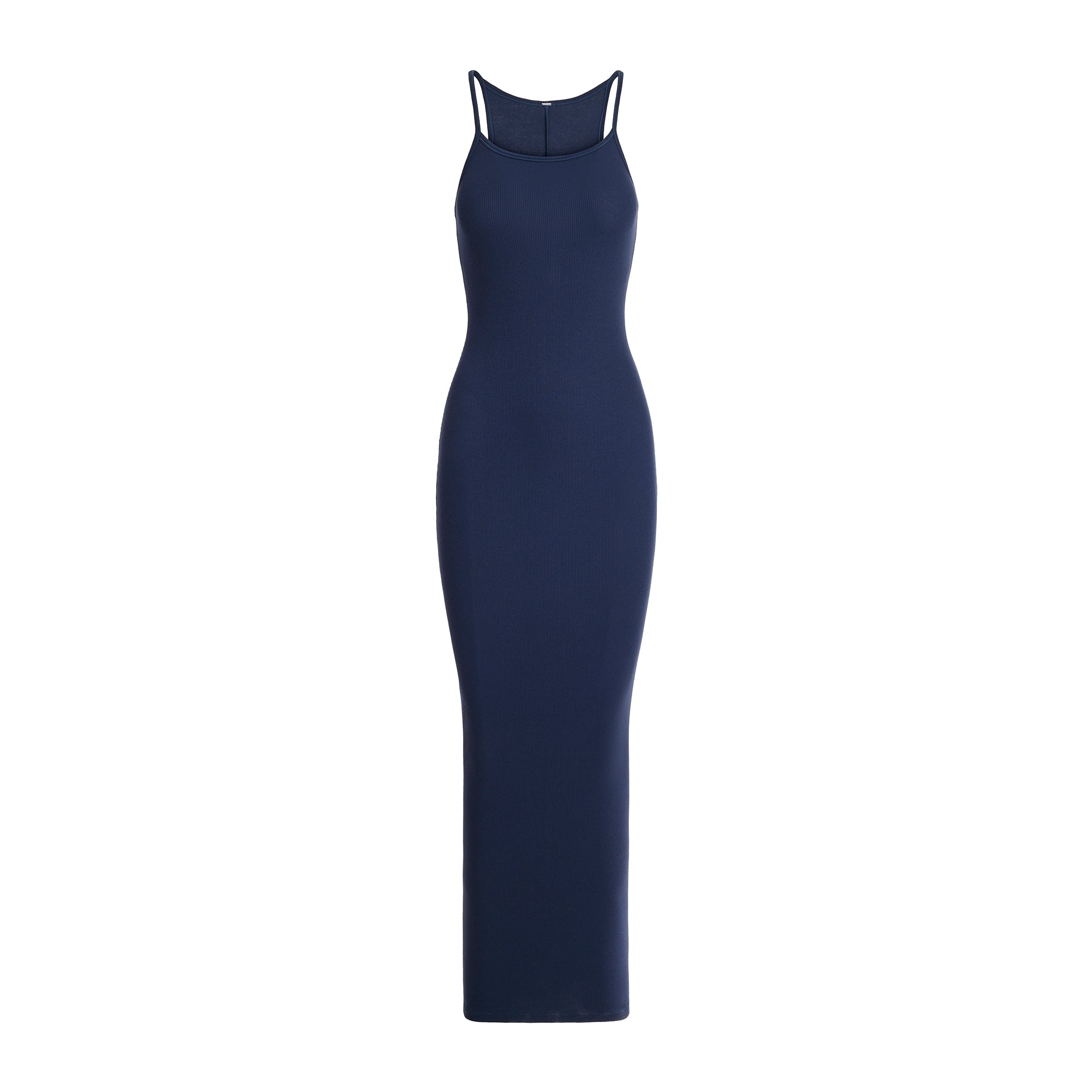 COTTON RIB LONG CAMI DRESS | NAVY - Image 6