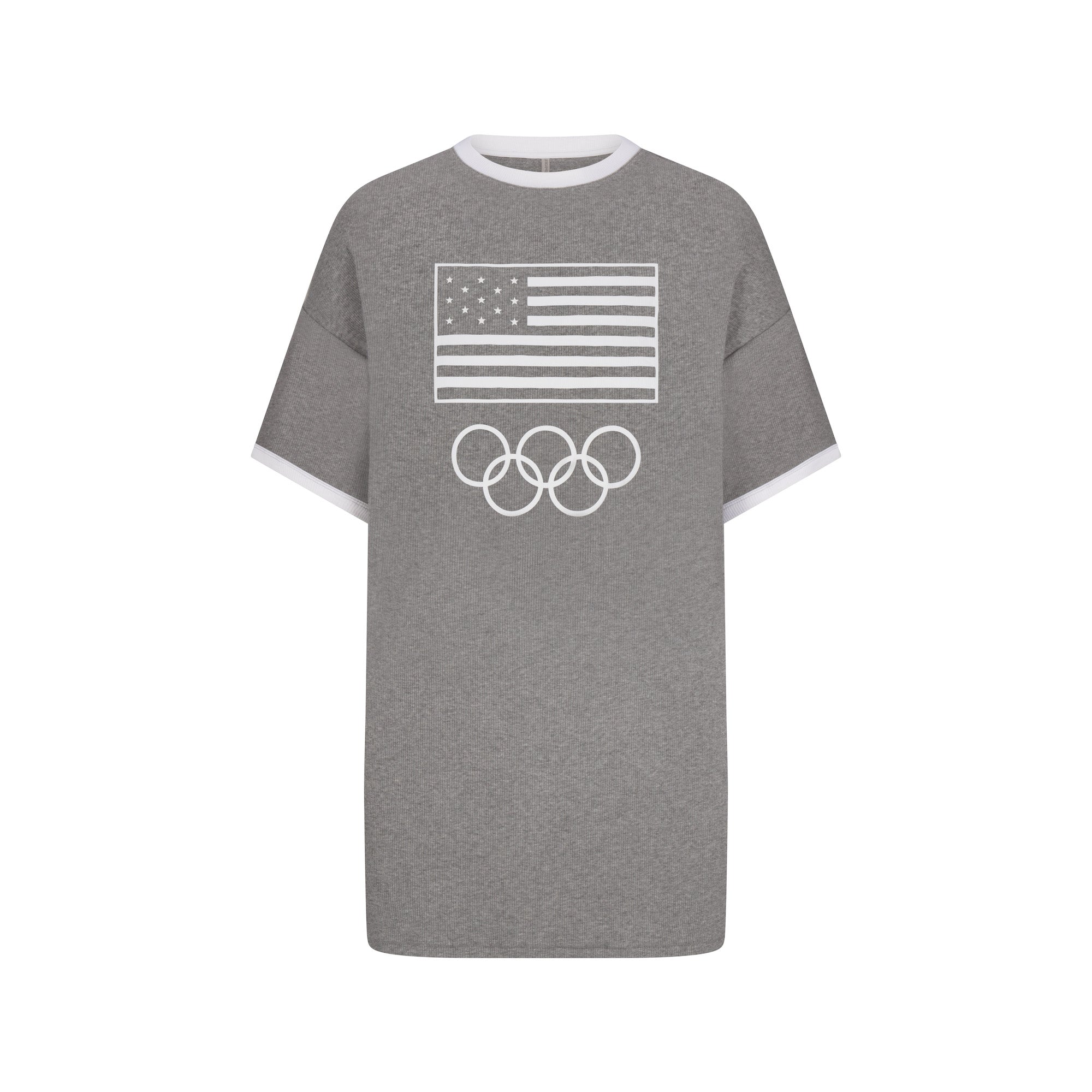 SKIMS FOR TEAM USA COTTON RIB OLYMPIC T-SHIRT MINI DRESS | HEATHER GREY - Image 5