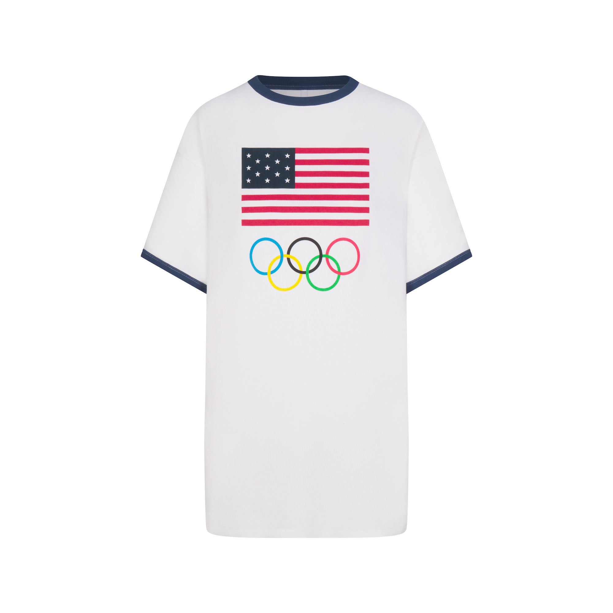 SKIMS FOR TEAM USA COTTON RIB OLYMPIC T-SHIRT MINI DRESS | WHITE - Image 5