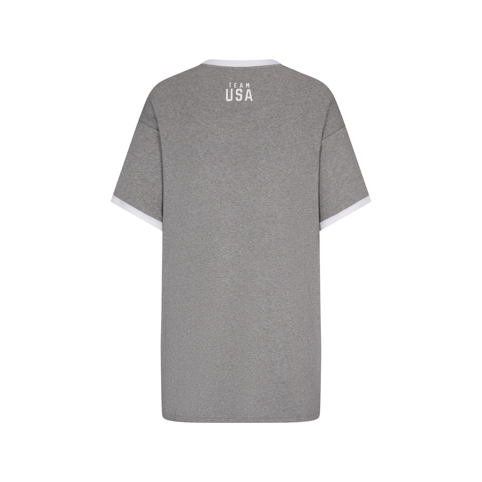 SKIMS FOR TEAM USA COTTON RIB PARALYMPIC T-SHIRT MINI DRESS | HEATHER GREY - Image 6