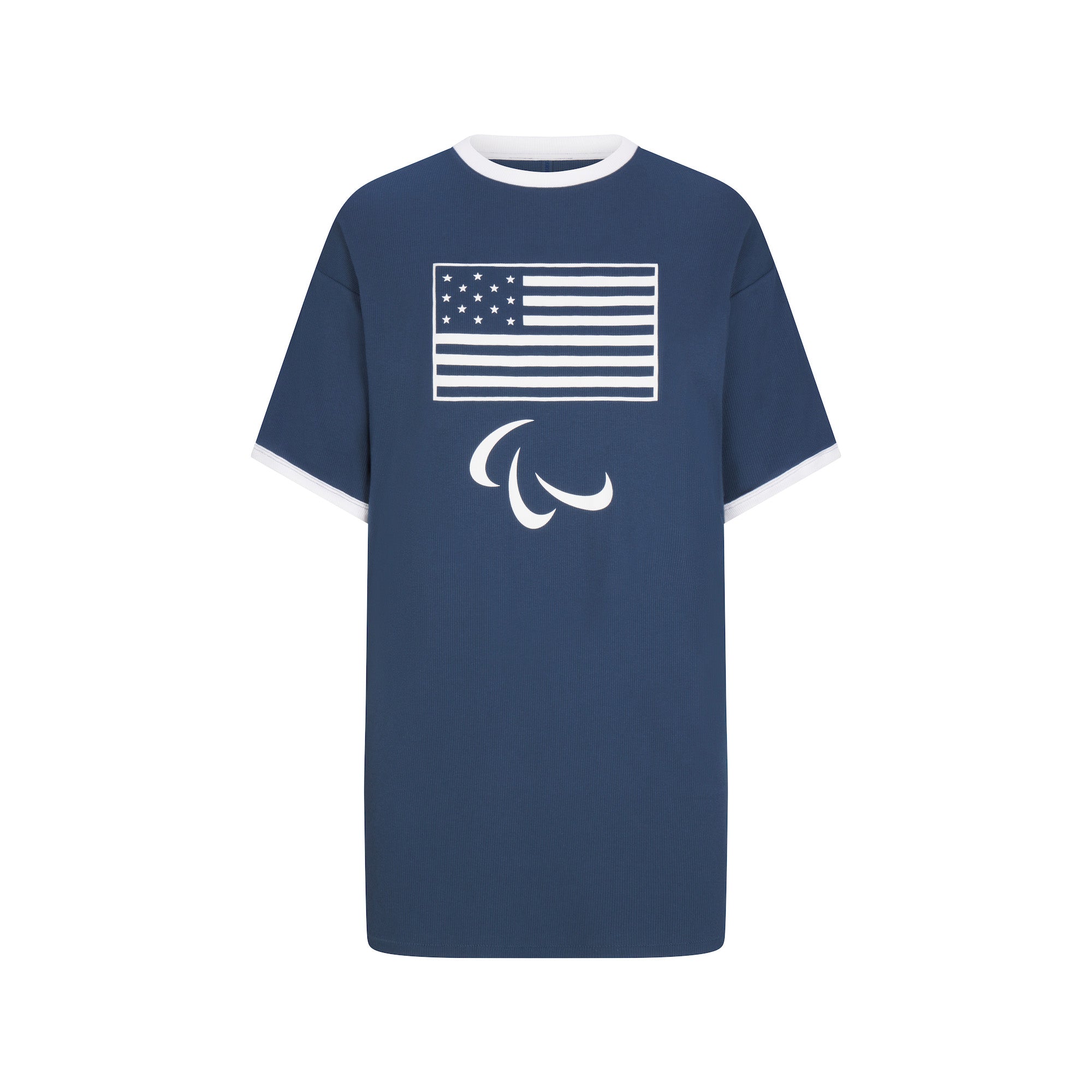 SKIMS FOR TEAM USA COTTON RIB PARALYMPIC T-SHIRT MINI DRESS | NAVY - Image 5