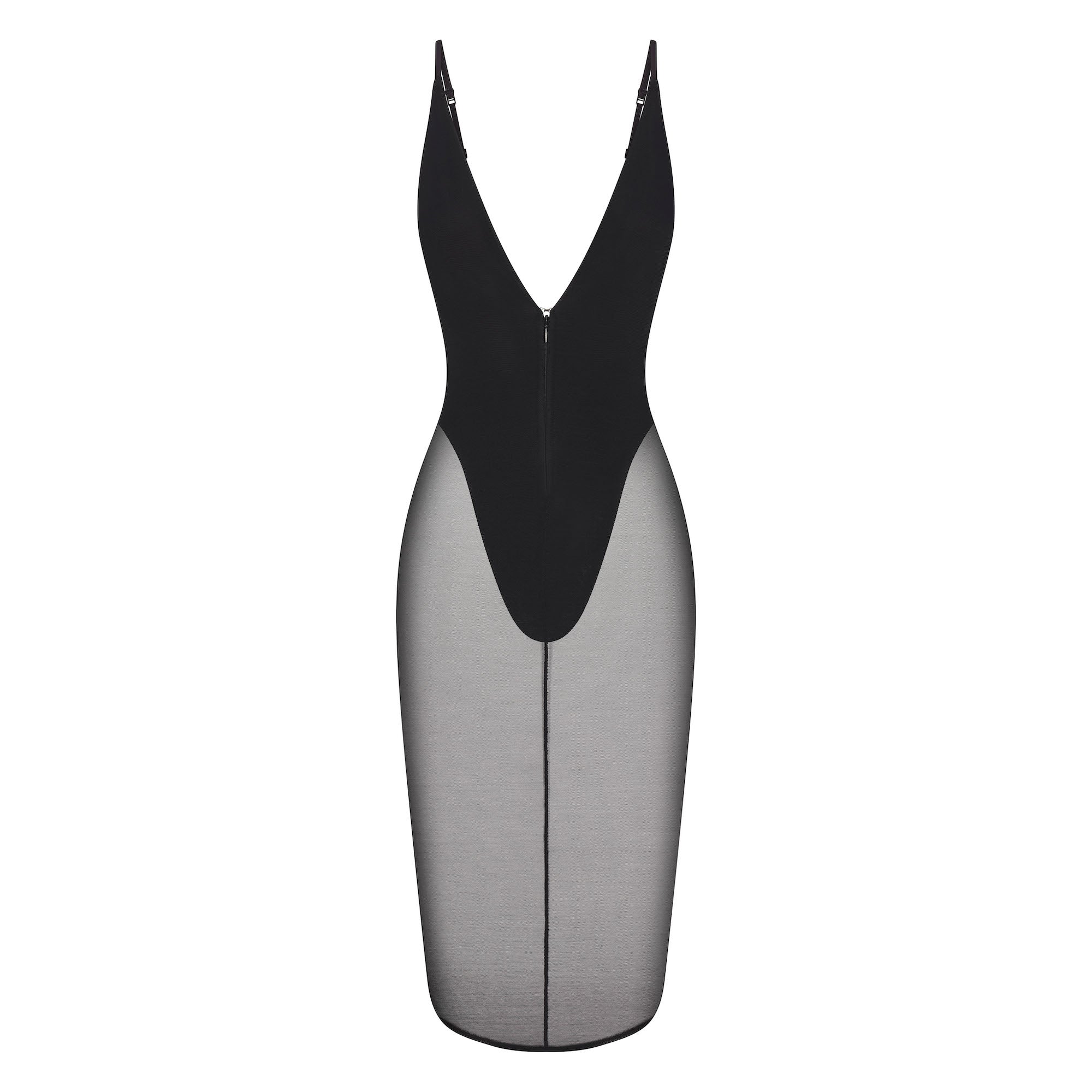 SKIMS BODY MESH PLUNGE MIDI DRESS | ONYX - Image 8