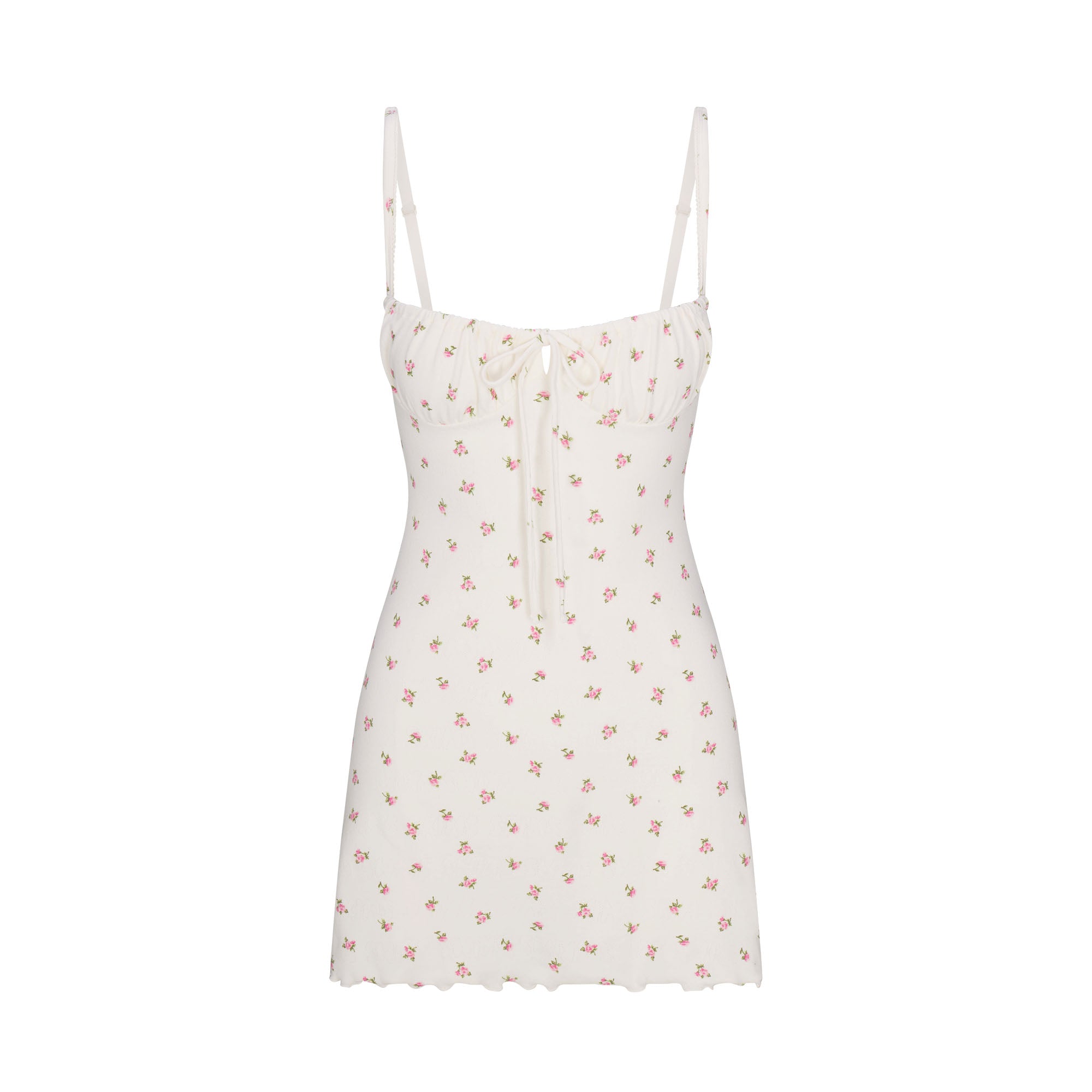 LOGO POINTELLE MINI DRESS | MARBLE PINK ROSEBUD PRINT - Image 5
