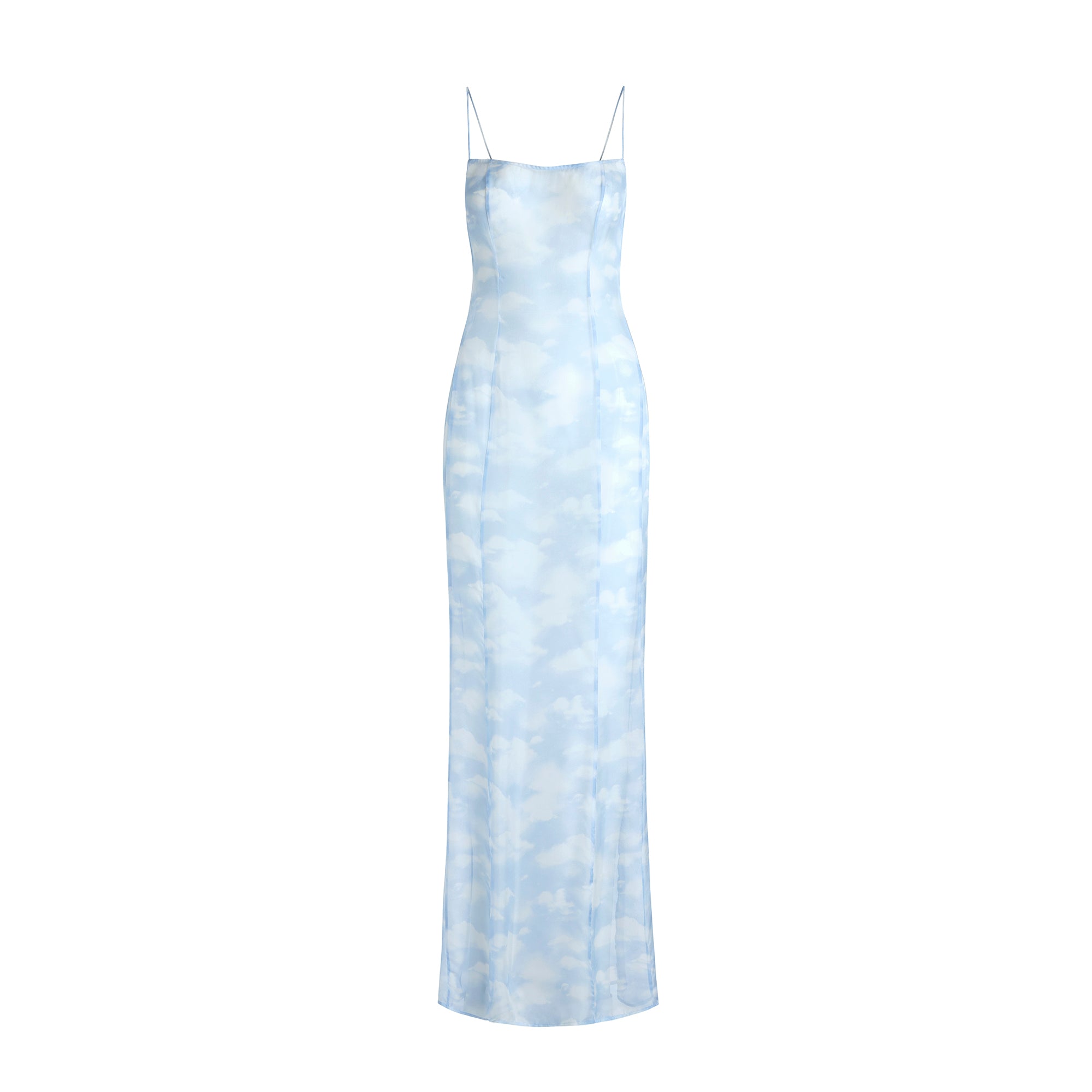 SKIMS ROMANCE LONG SLIP DRESS | BLUE QUARTZ CLOUD PRINT - Image 6