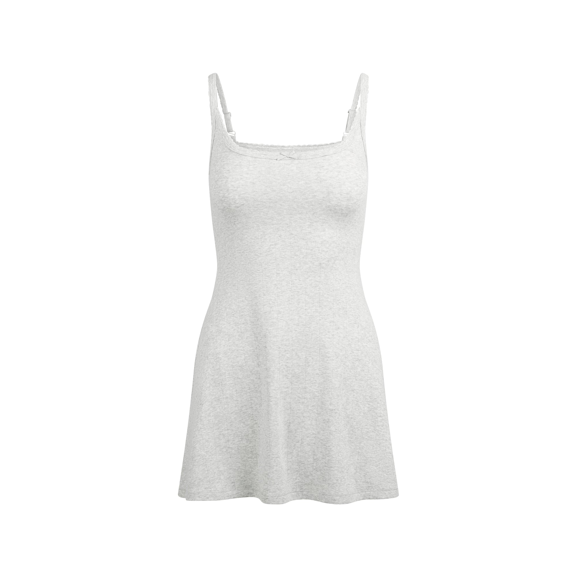 DROP NEEDLE POINTELLE CAMI MINI DRESS | LIGHT HEATHER GREY - Image 5