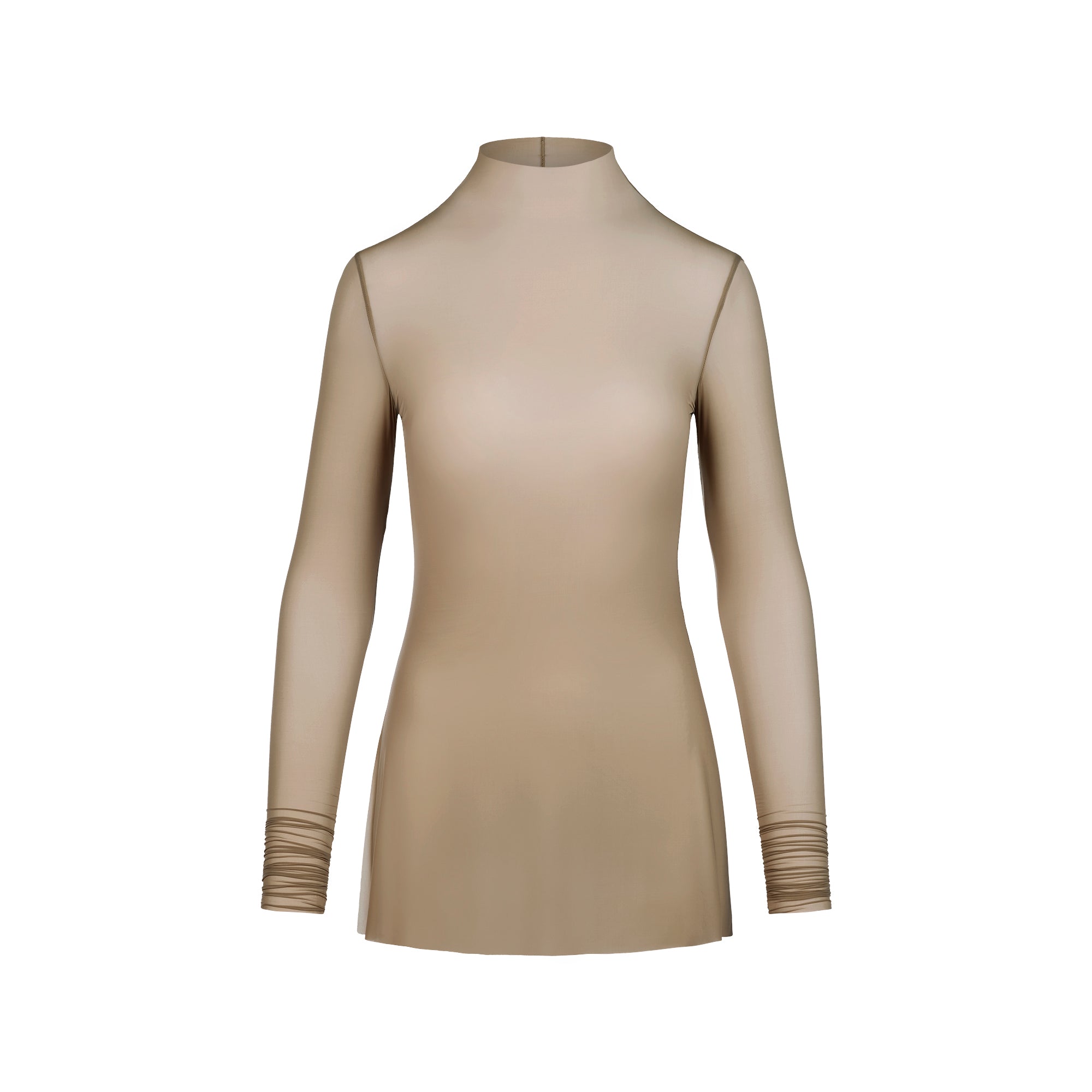 MILKY SHEER MOCK NECK TUNIC | TRUFFLE - Image 7
