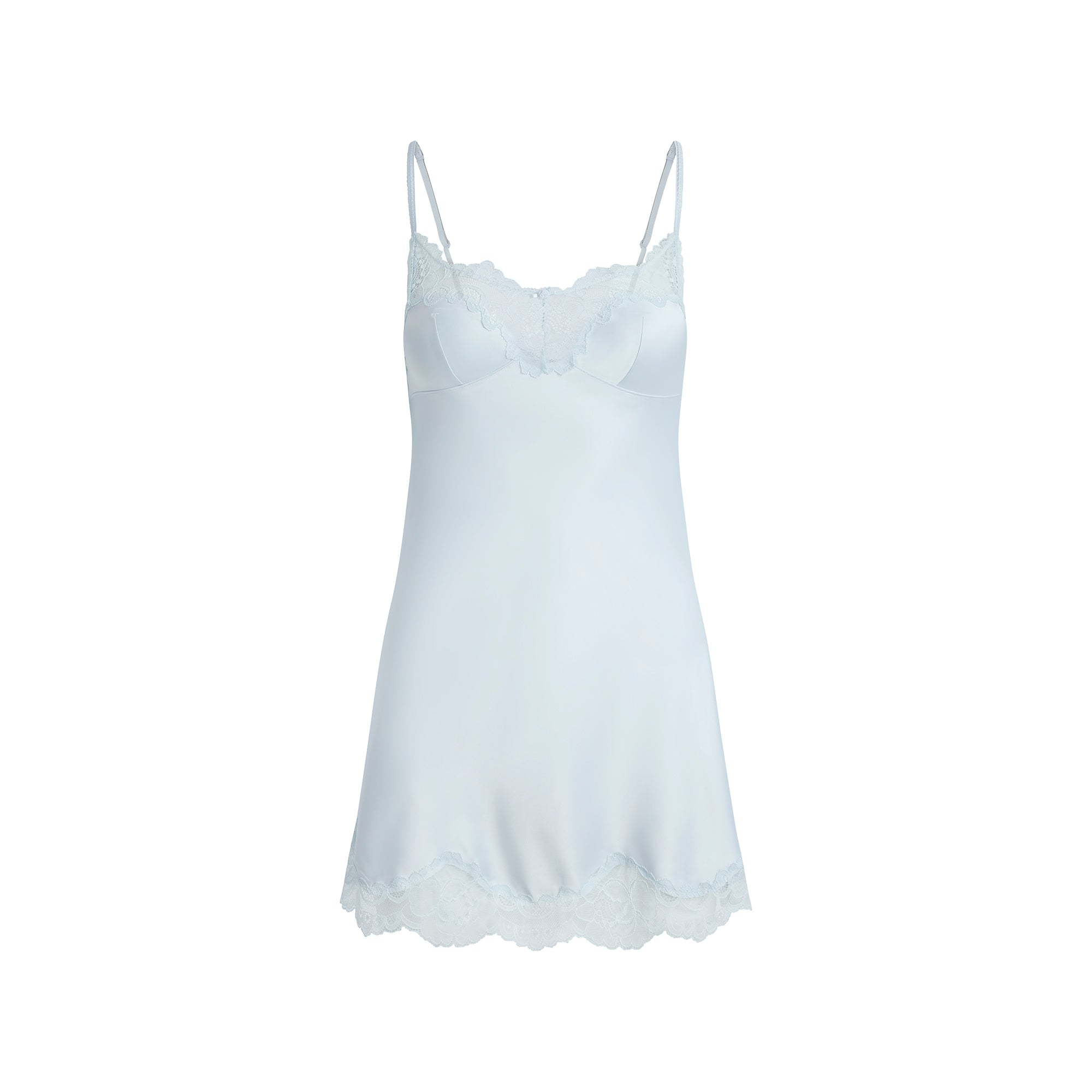 WOVEN SHINE LACE SLIP DRESS | CLOUD - Image 5