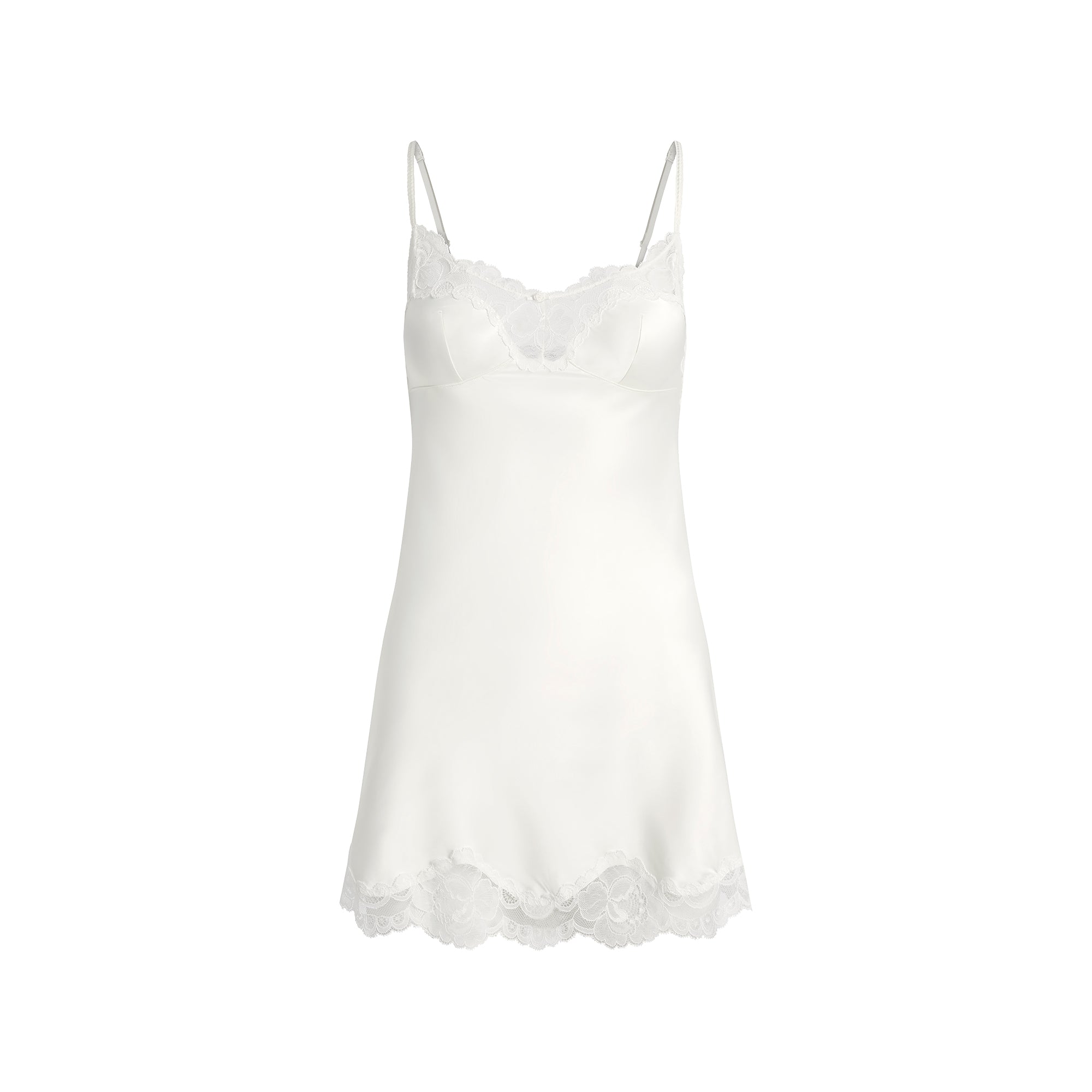 WOVEN SHINE LACE SLIP DRESS | IVORY - Image 10