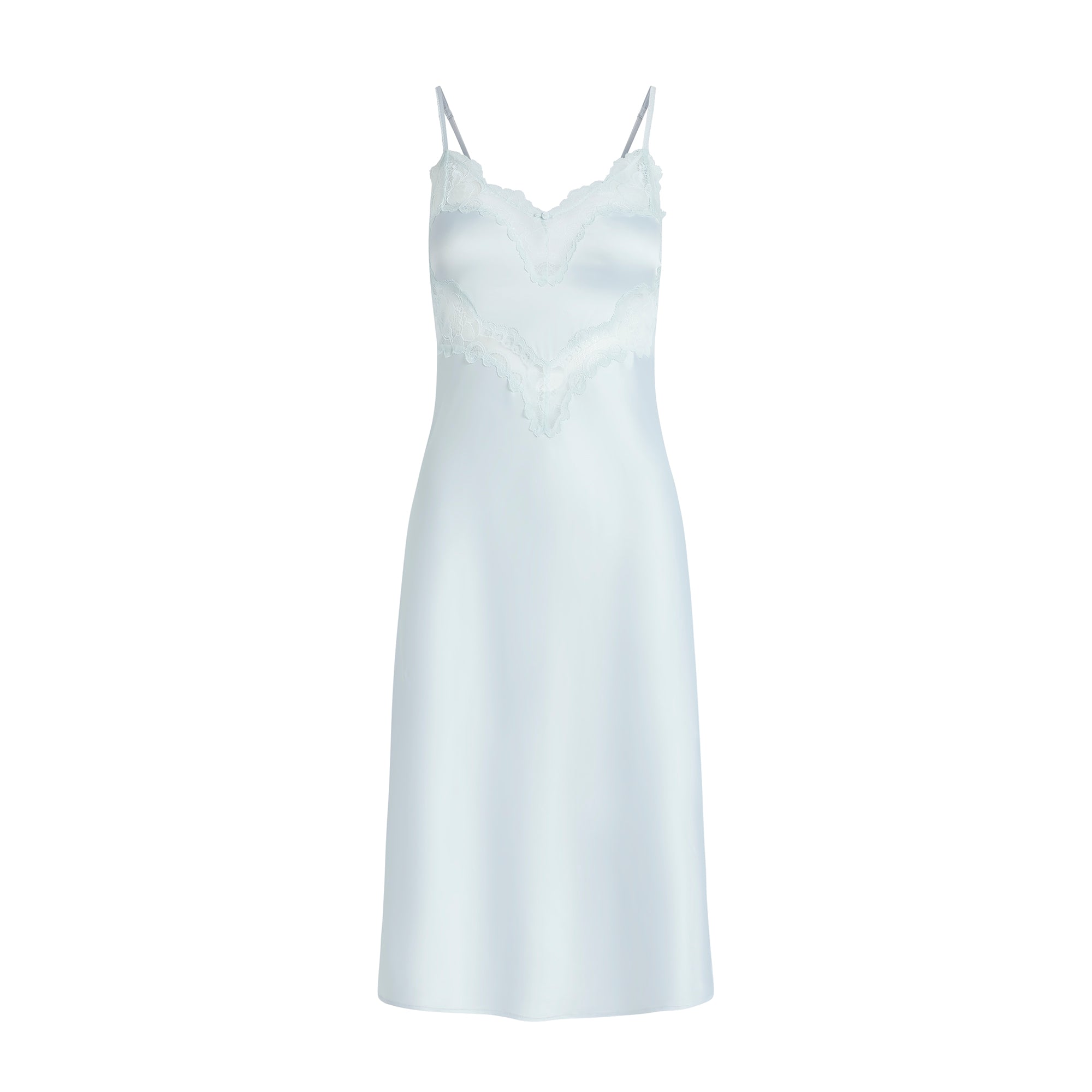 WOVEN SHINE LACE MIDI SLIP DRESS | CLOUD - Image 6