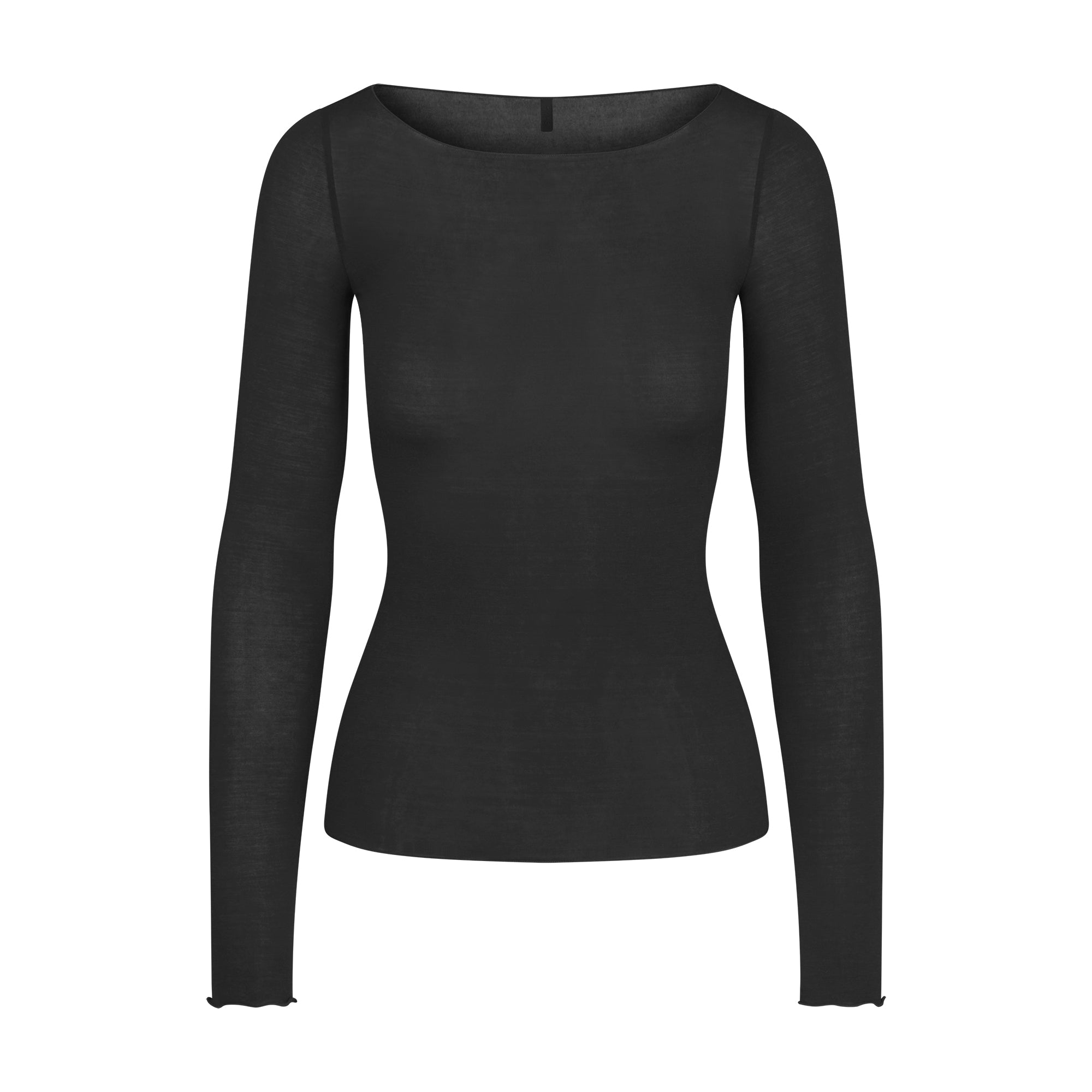 SHEER MODAL LONG SLEEVE BOAT NECK TOP | ONYX - Image 5