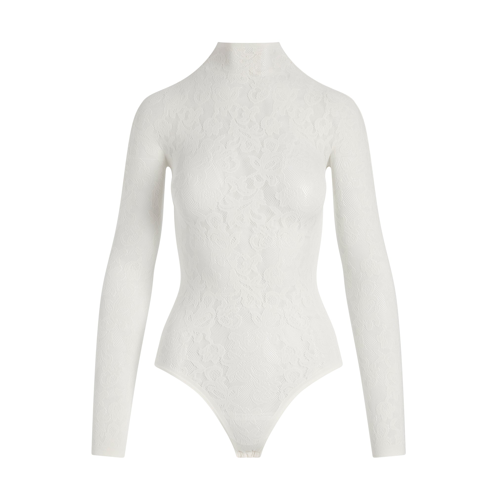 KNIT LACE MOCK NECK BODYSUIT | IVORY - Image 7