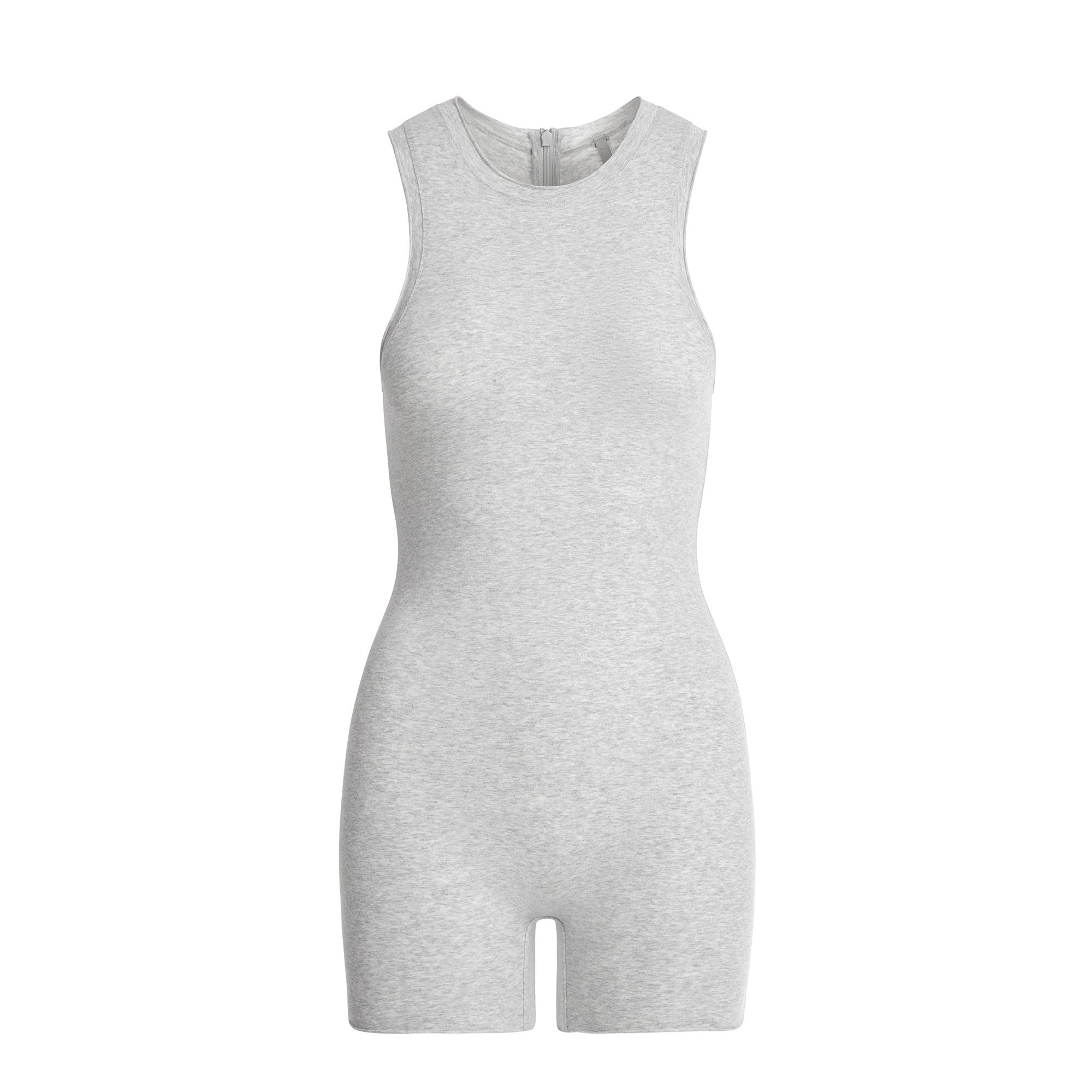 COTTON JERSEY TANK ONESIE | LIGHT HEATHER GREY - Image 6