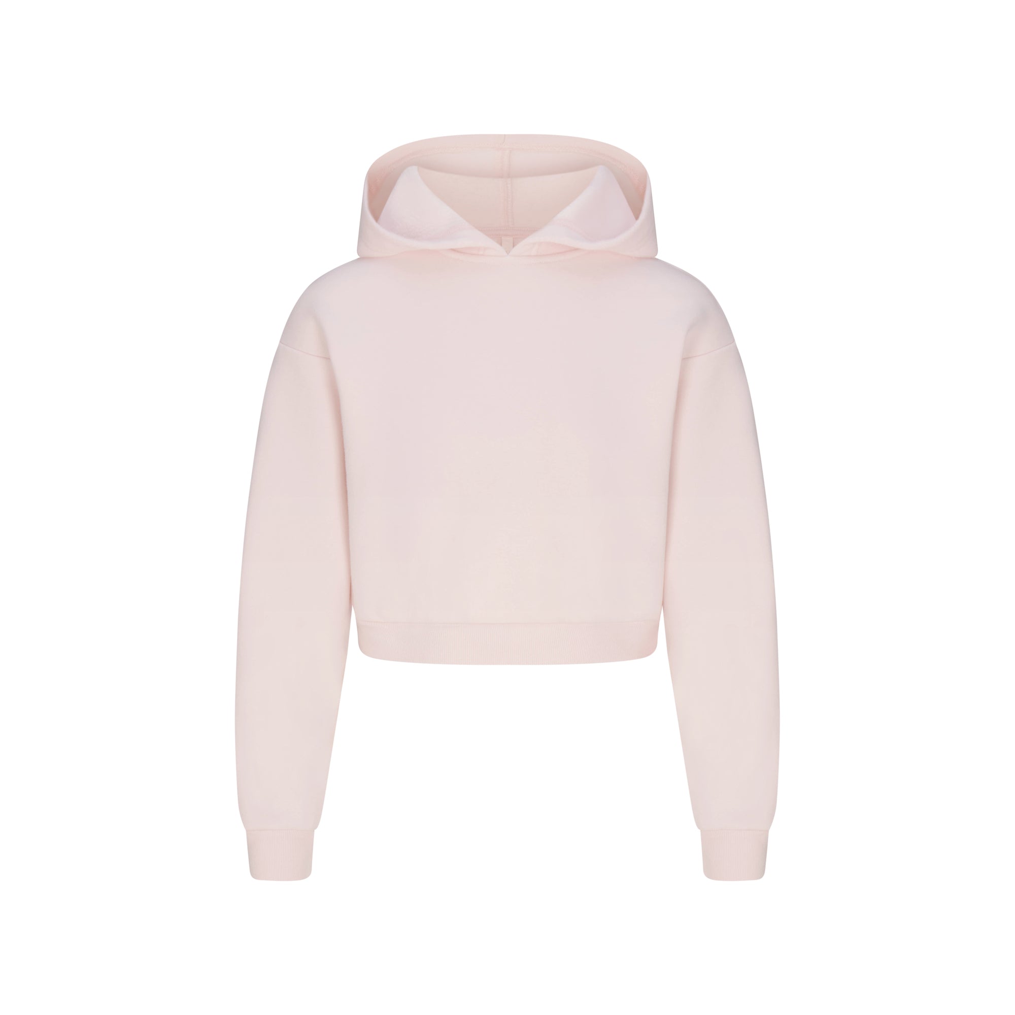 COTTON FLEECE SHRUNKEN HOODIE | BARELY PINK - Image 7