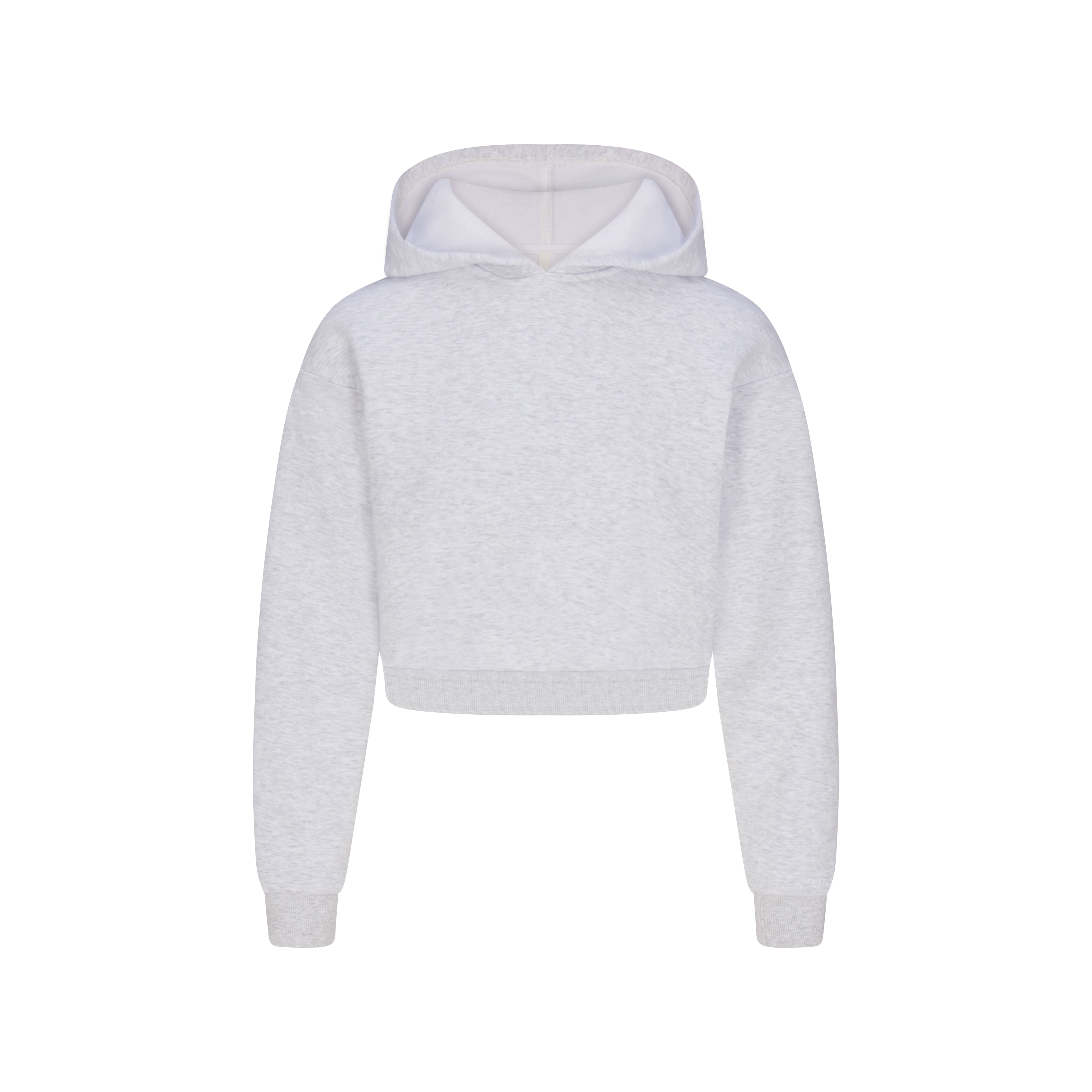 COTTON FLEECE SHRUNKEN HOODIE | LIGHT HEATHER GREY - Image 7