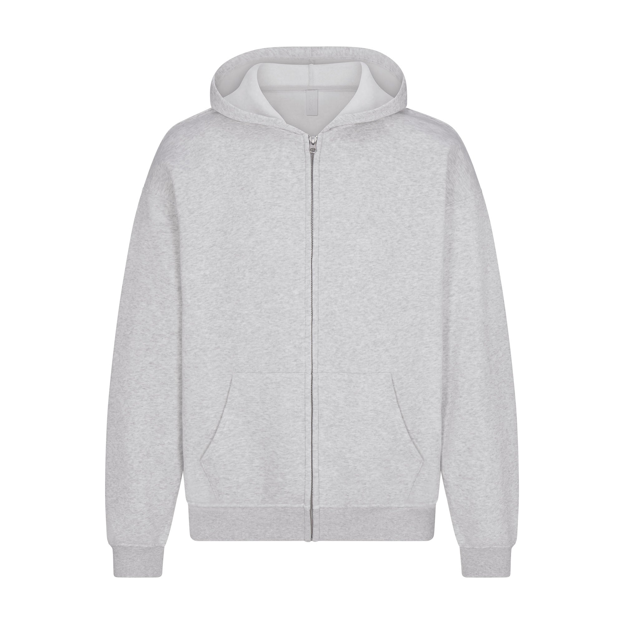 FLEECE LOUNGE MENS RELAXED ZIP UP HOODIE | LIGHT HEATHER GREY - Image 6