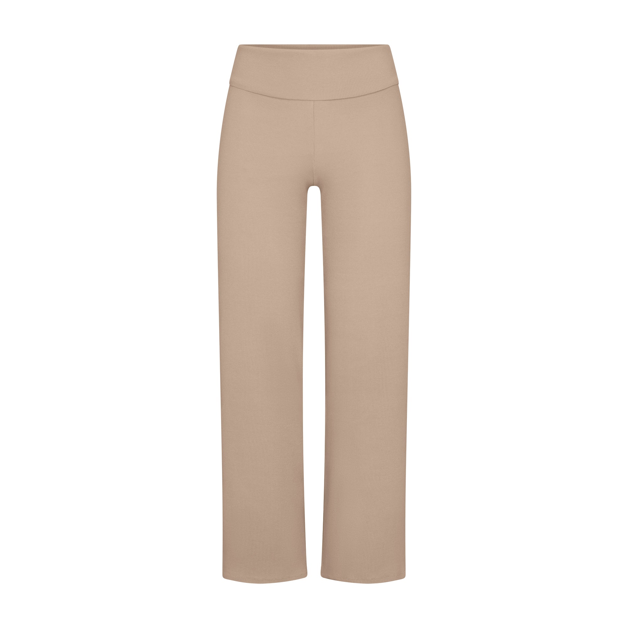COTTON RIB FOLDOVER STRAIGHT LEG PANT | LATTE - Image 6