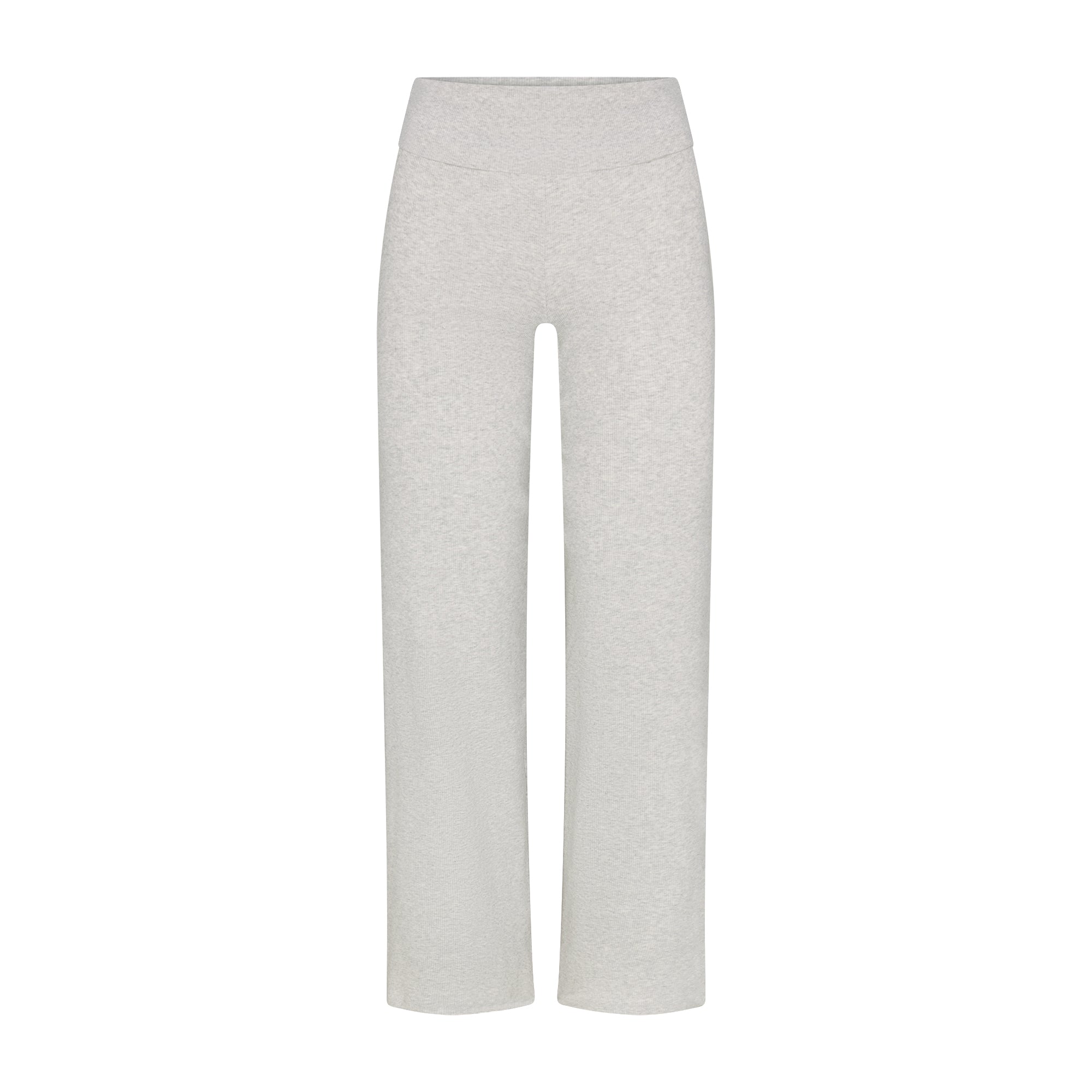 COTTON RIB FOLDOVER STRAIGHT LEG PANT | LIGHT HEATHER GREY - Image 5