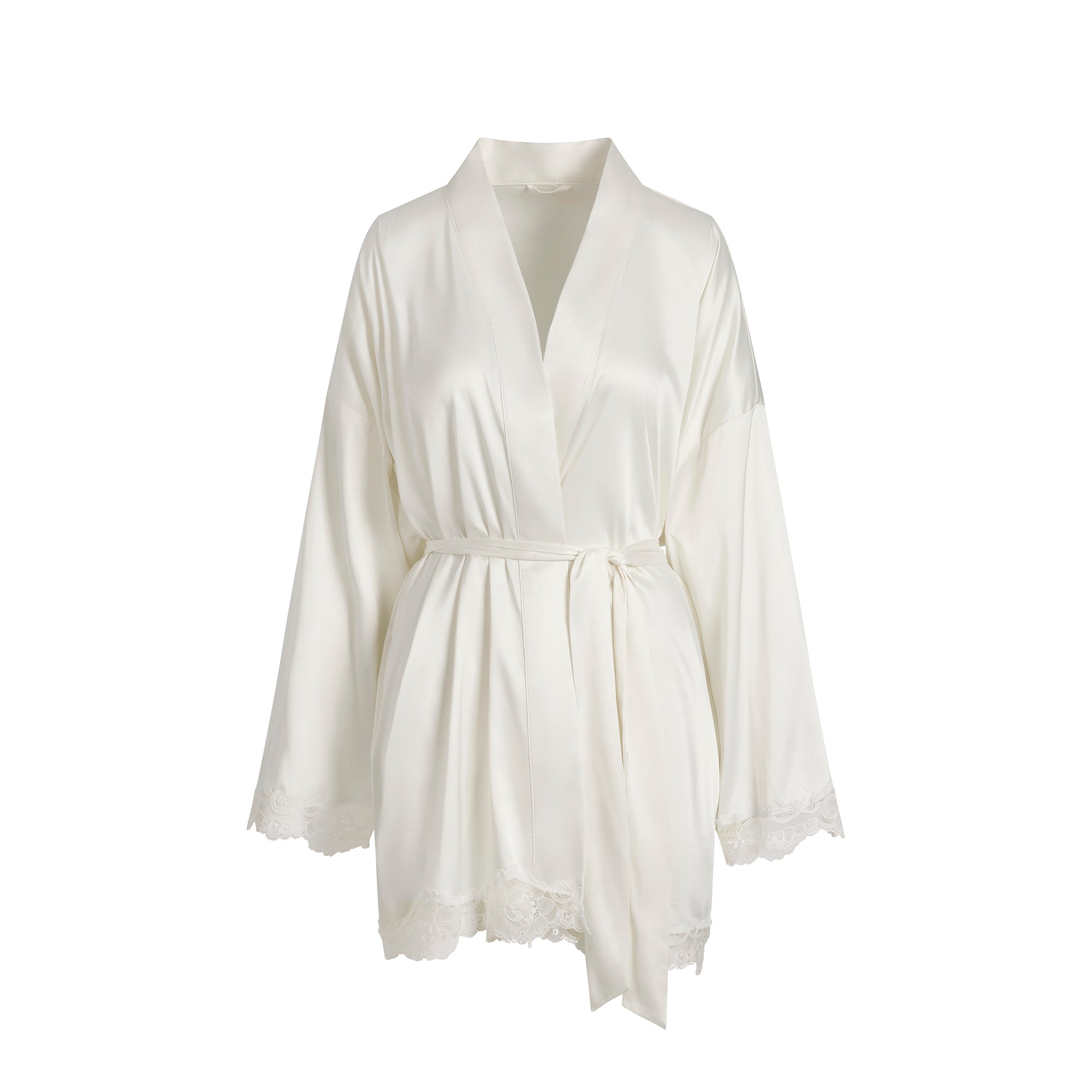 WOVEN SHINE LACE ROBE | IVORY - Image 6