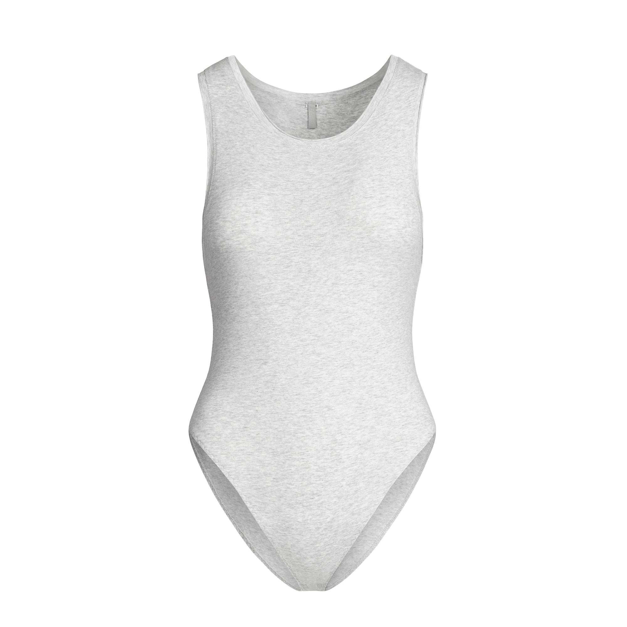 COTTON JERSEY TANK BODYSUIT | LIGHT HEATHER GREY - Image 6