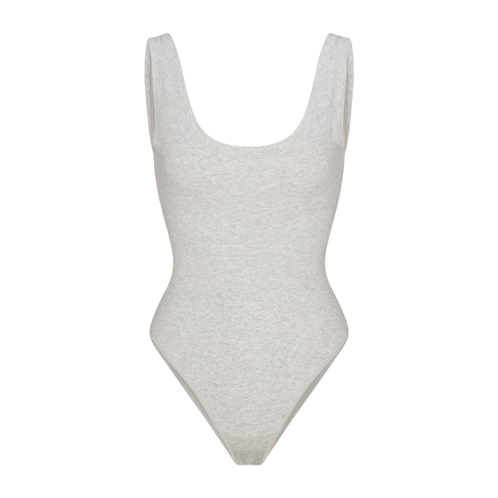 COTTON RIB TANK BODYSUIT | LIGHT HEATHER GREY - Image 6