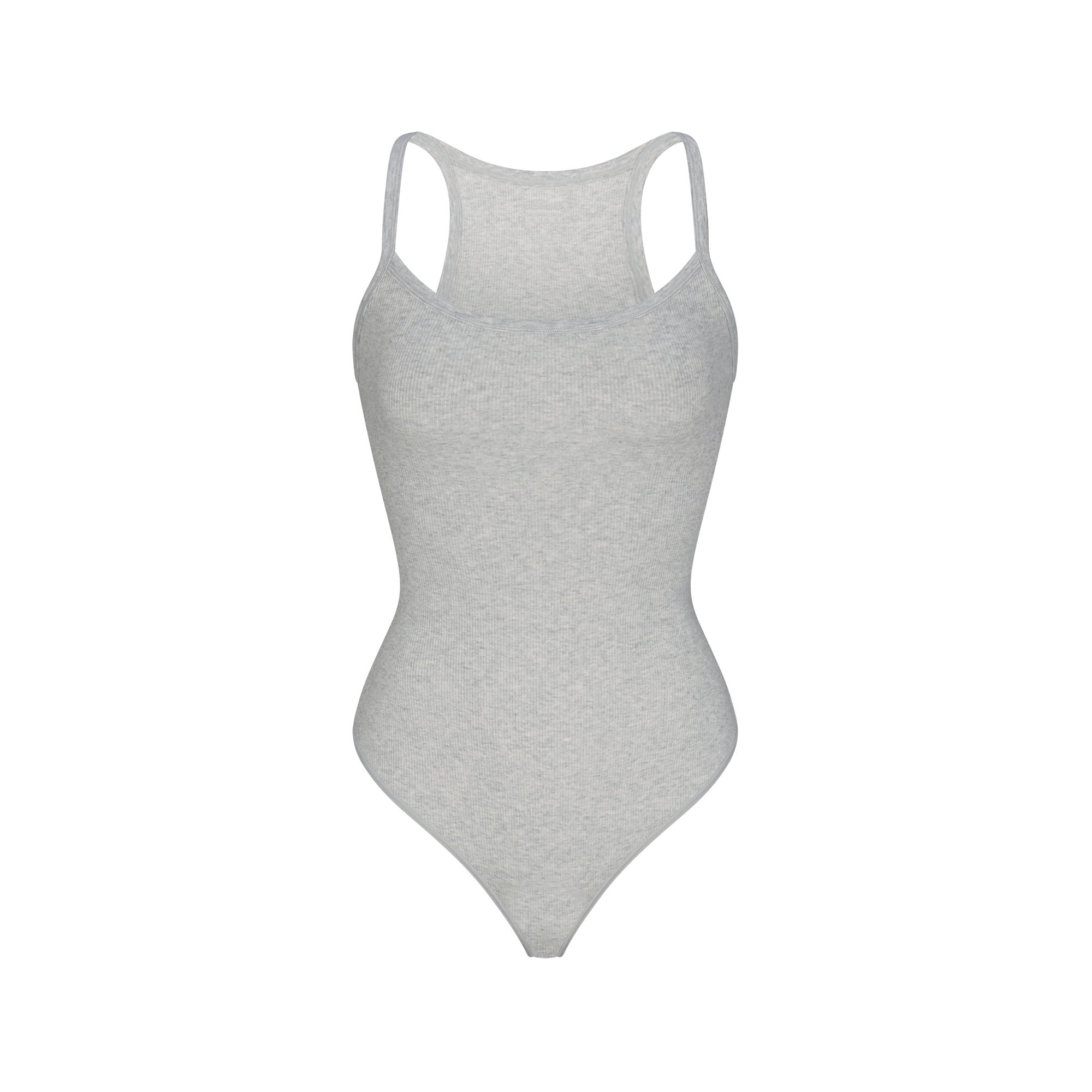 COTTON RIB CAMI BODYSUIT | LIGHT HEATHER GREY - Image 5