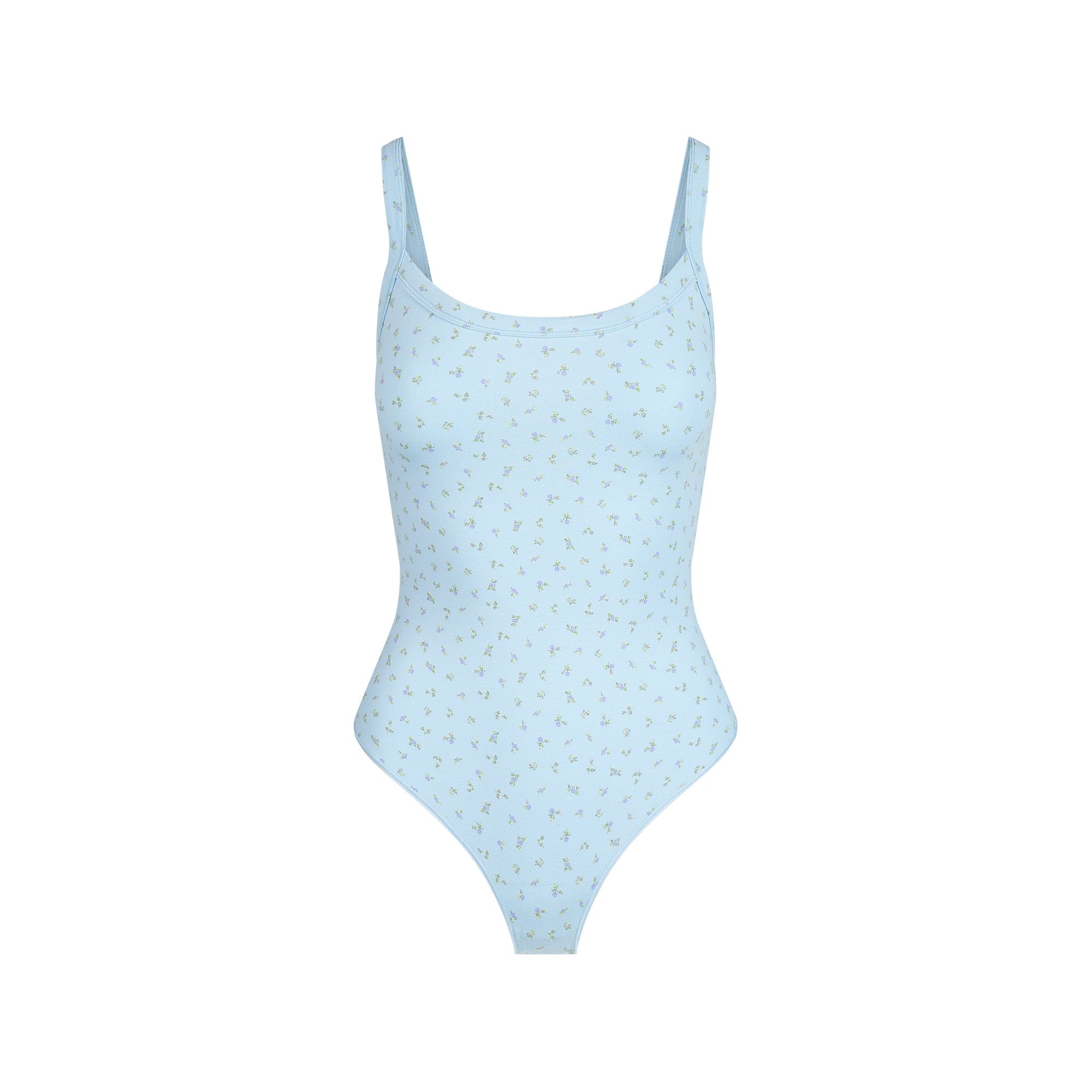 COTTON JERSEY SCOOP NECK BODYSUIT | POWDER BLUE MICRO FLORAL - Image 4