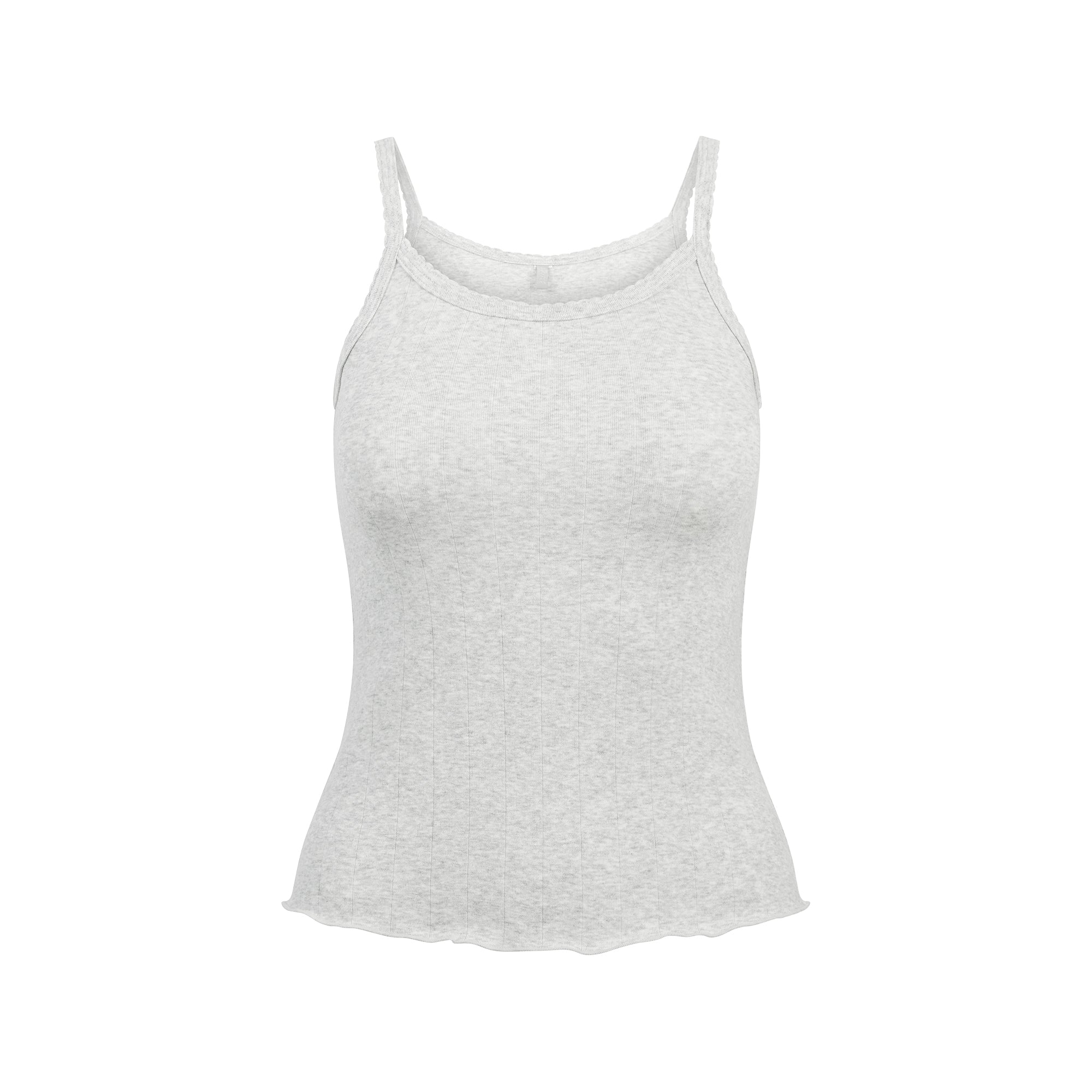 DROP NEEDLE POINTELLE LONG CAMI | LIGHT HEATHER GREY - Image 6