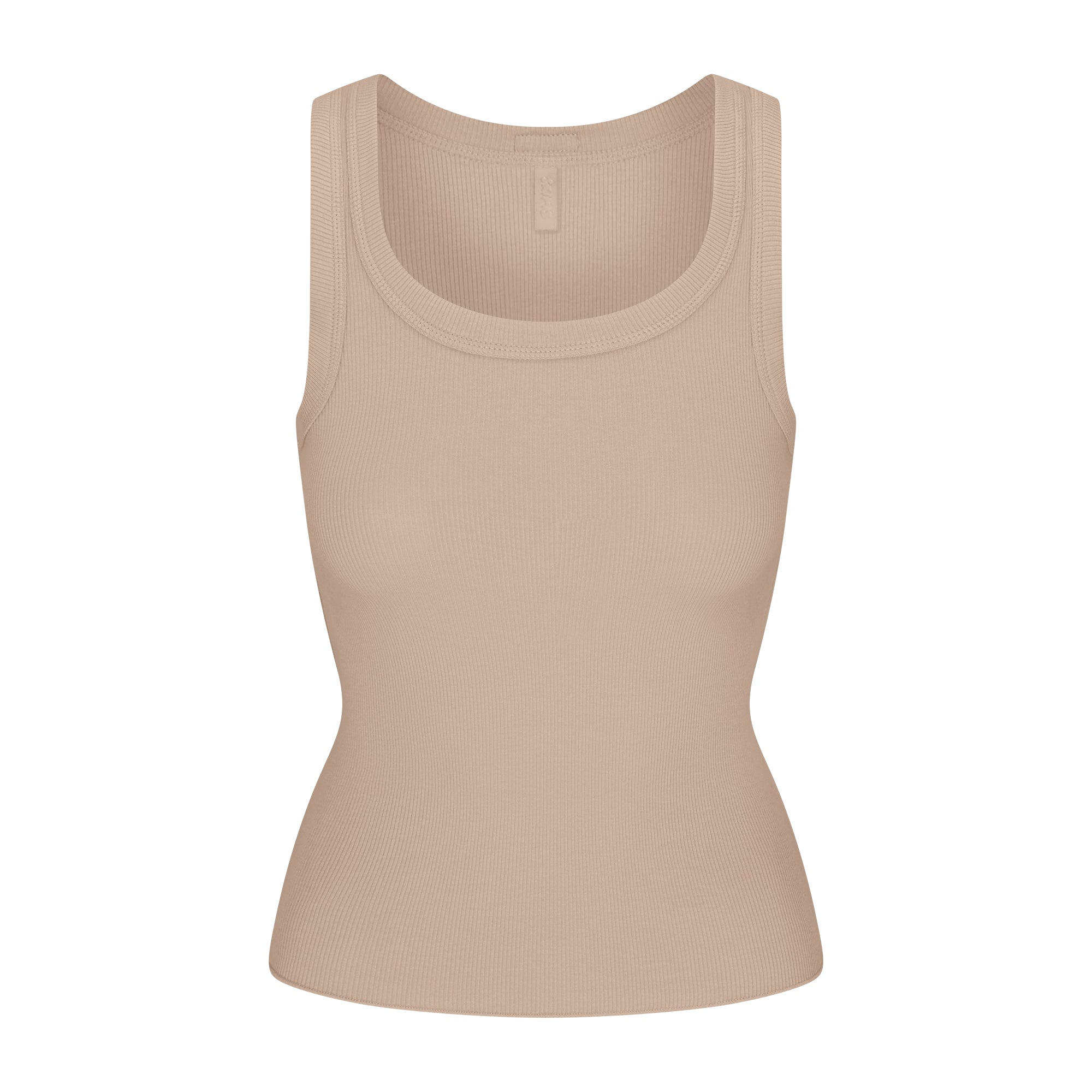 COTTON RIB SCOOP NECK TANK | LATTE - Image 5