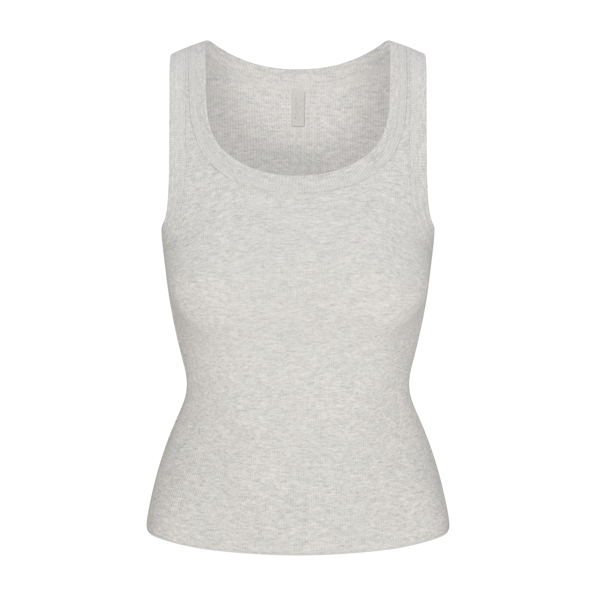 COTTON RIB SCOOP NECK TANK | LIGHT HEATHER GREY - Image 5