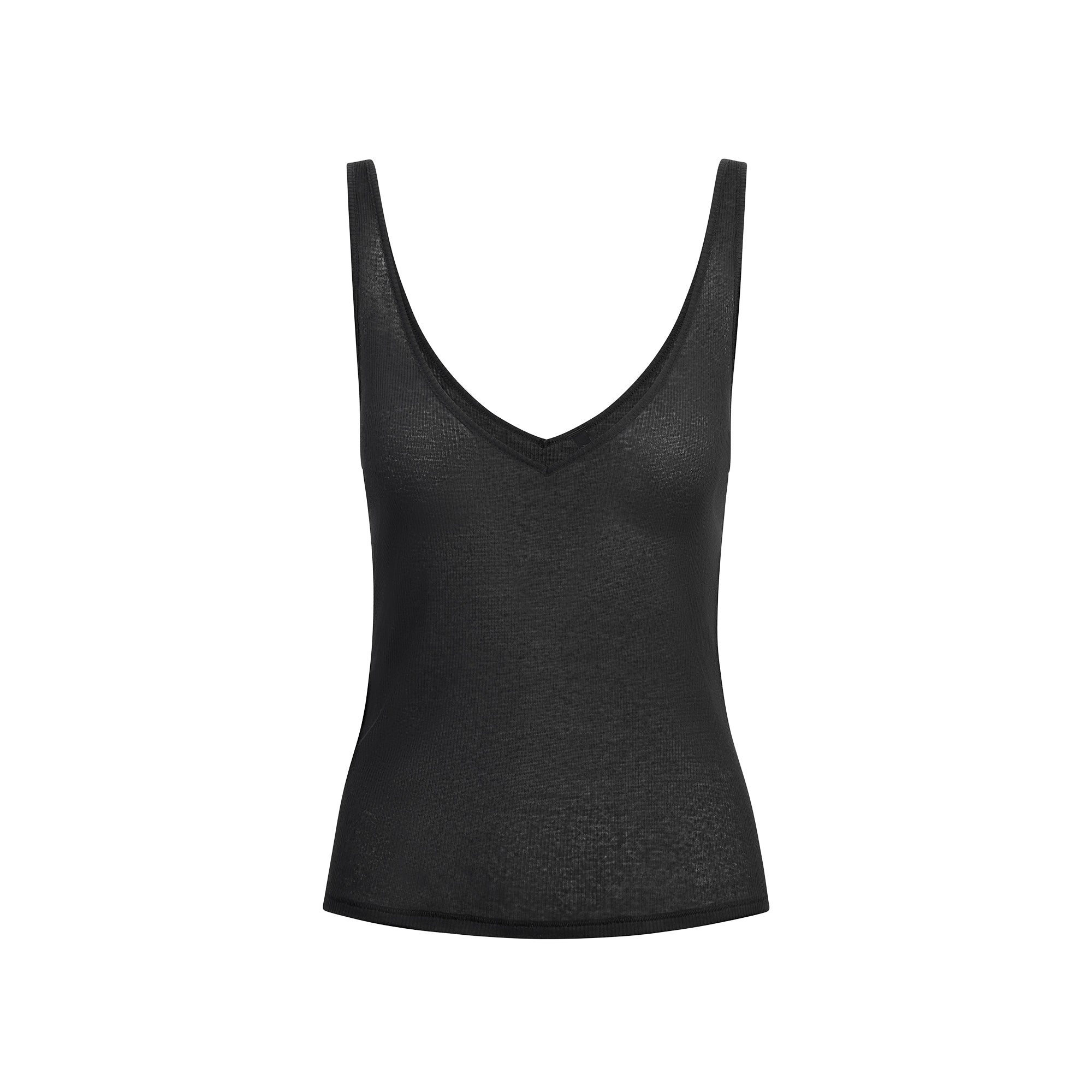 SHEER COTTON V NECK TANK | SOOT - Image 4