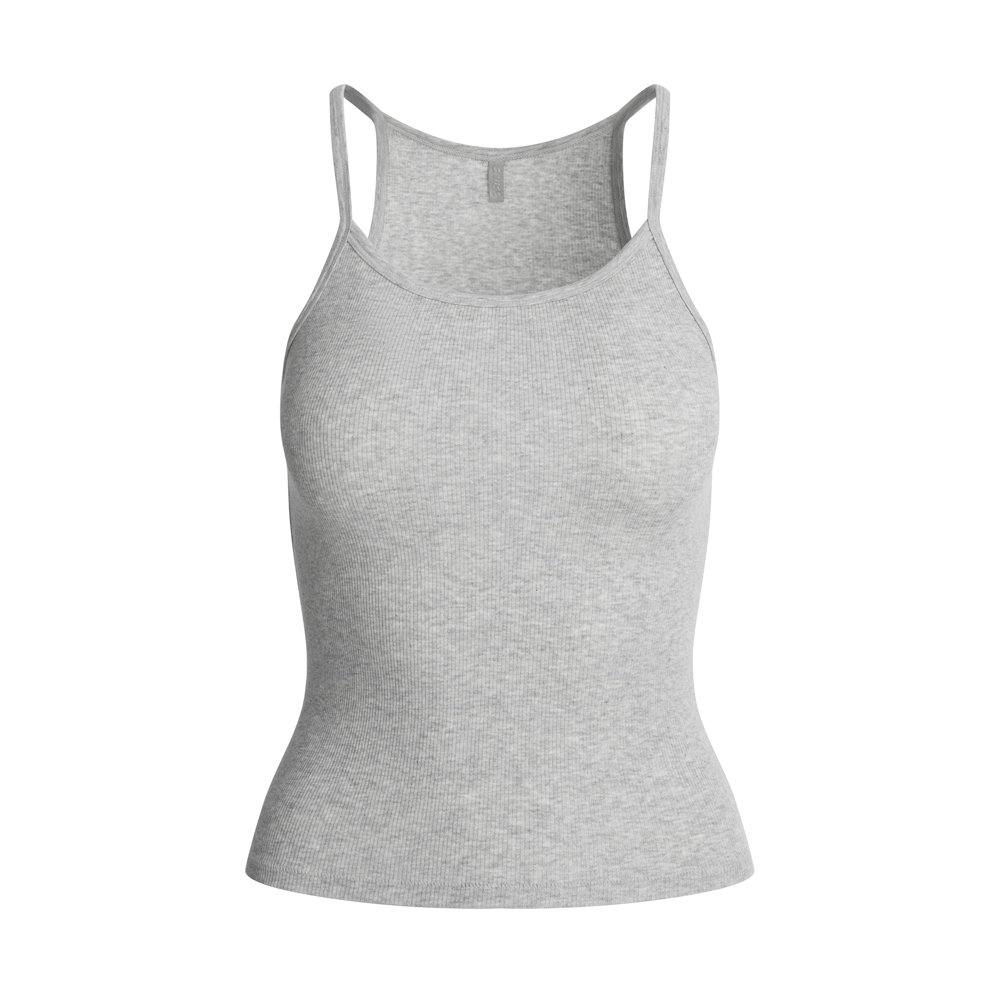 COTTON RIB LONG CAMI | LIGHT HEATHER GREY - Image 6