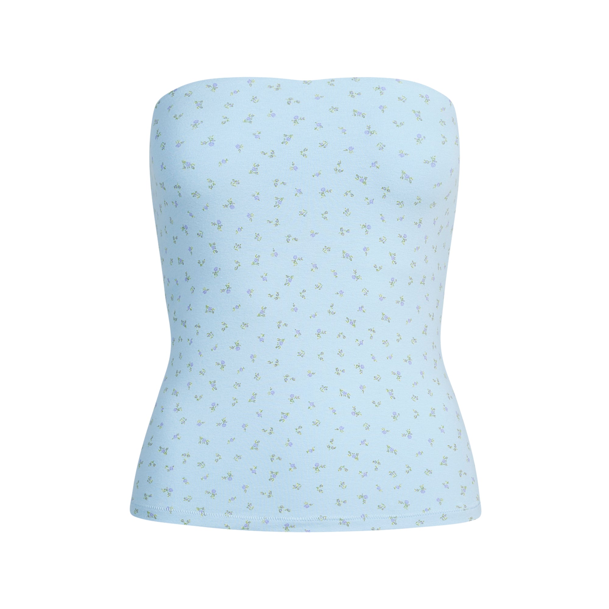 COTTON JERSEY TUBE TOP | POWDER BLUE MICRO FLORAL - Image 6