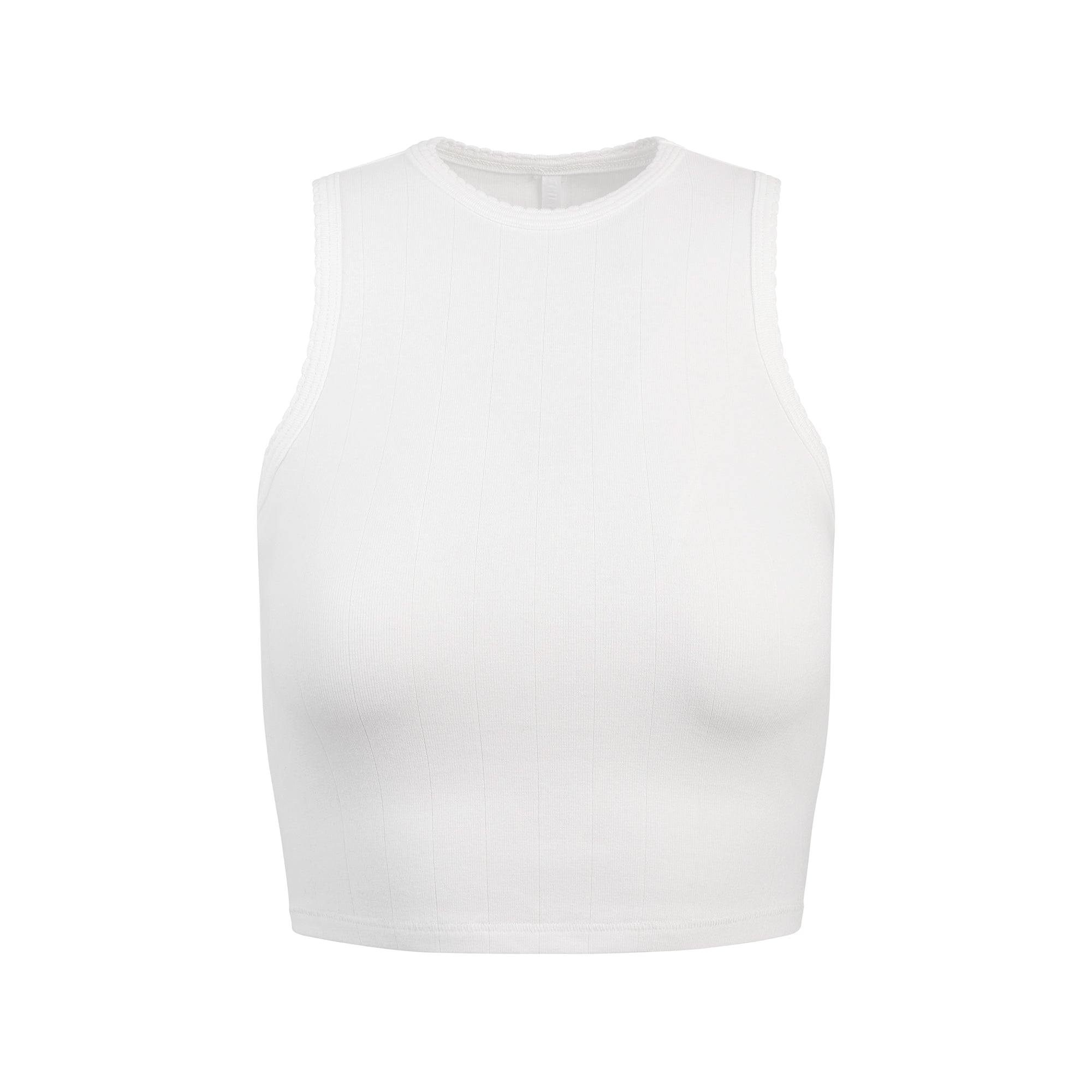 DROP NEEDLE POINTELLE CROPPED TANK | SNOW - Image 6