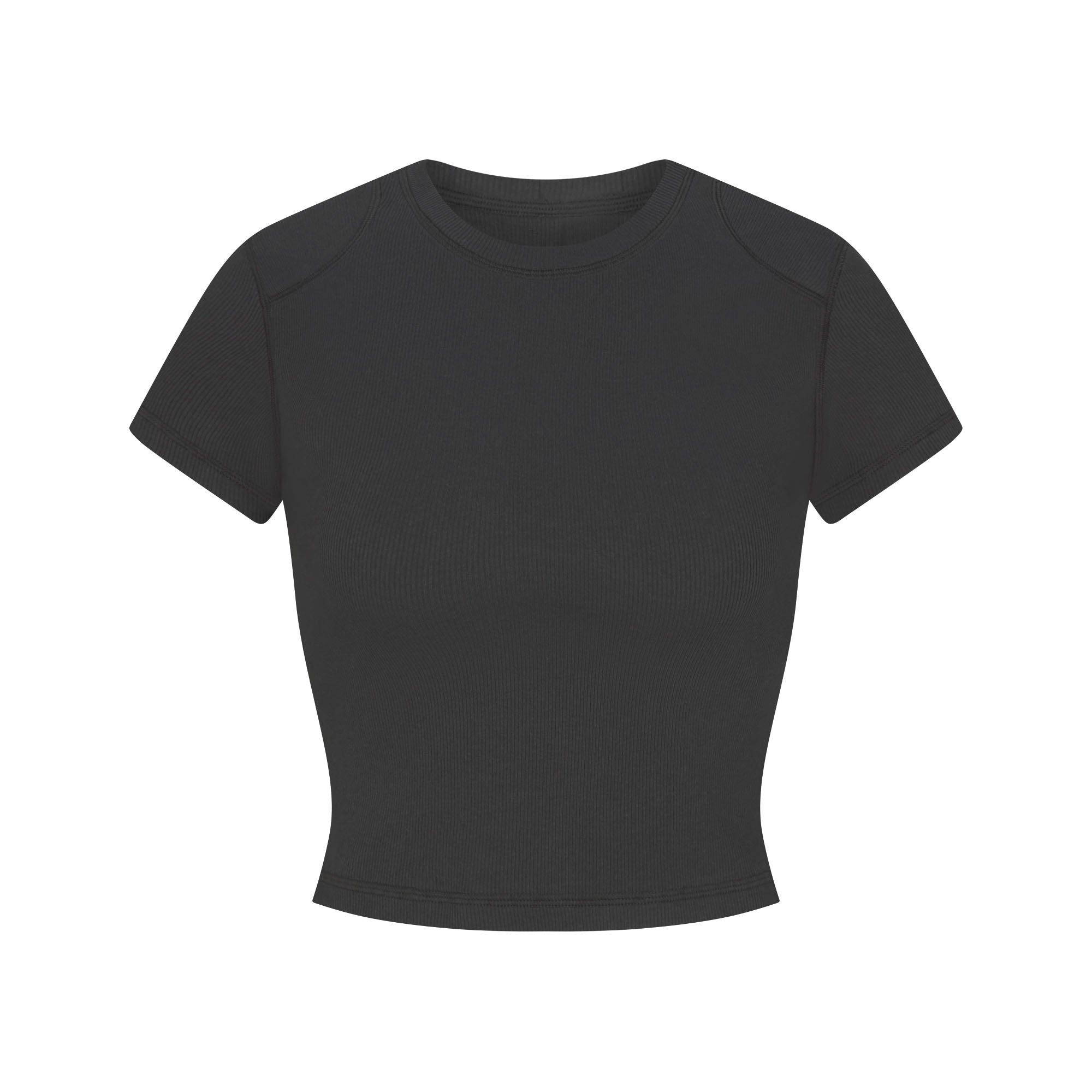 COTTON RIB SHOULDER PAD CROPPED TOP | SOOT - Image 5