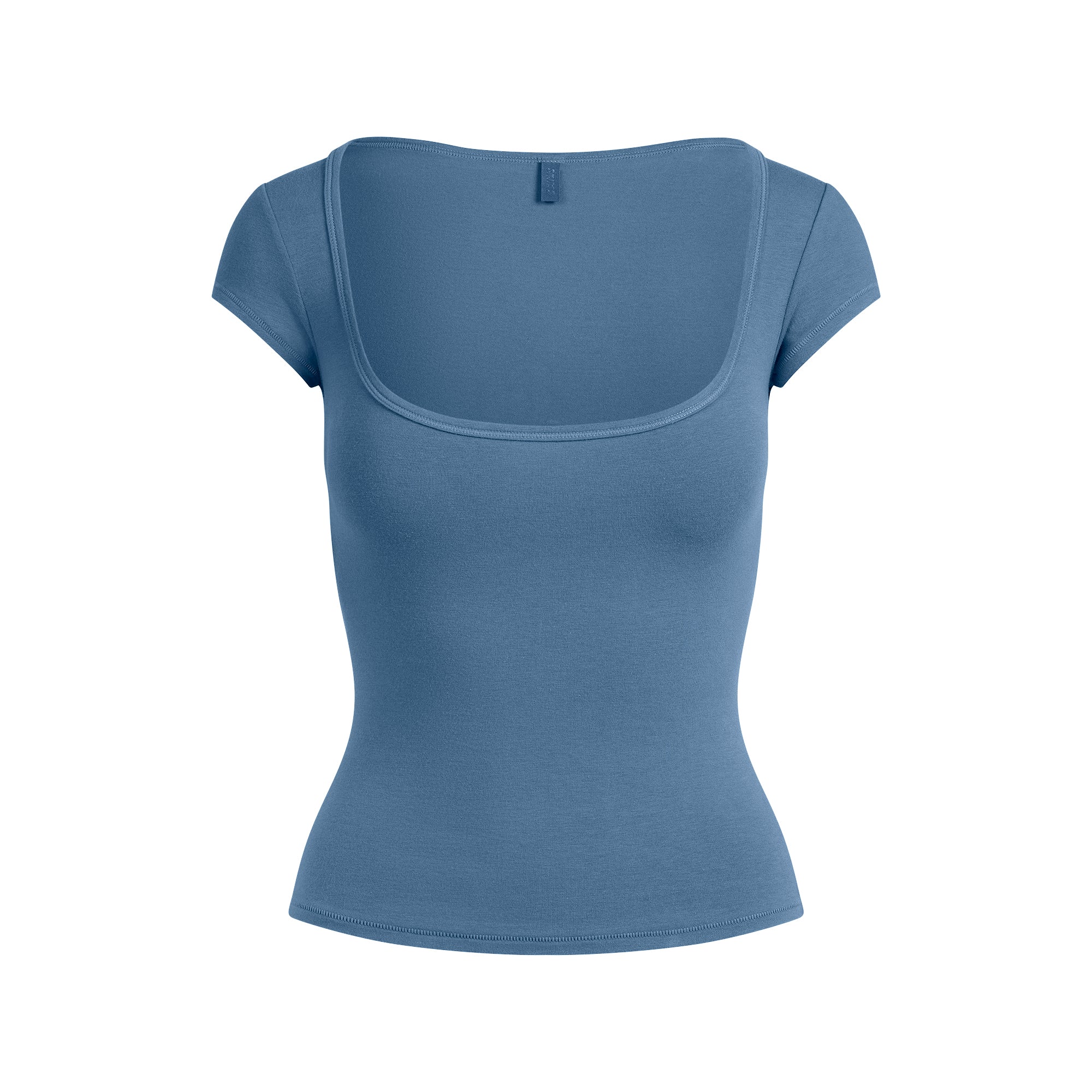 COTTON JERSEY SCOOP NECK T-SHIRT | HARBOR - Image 6