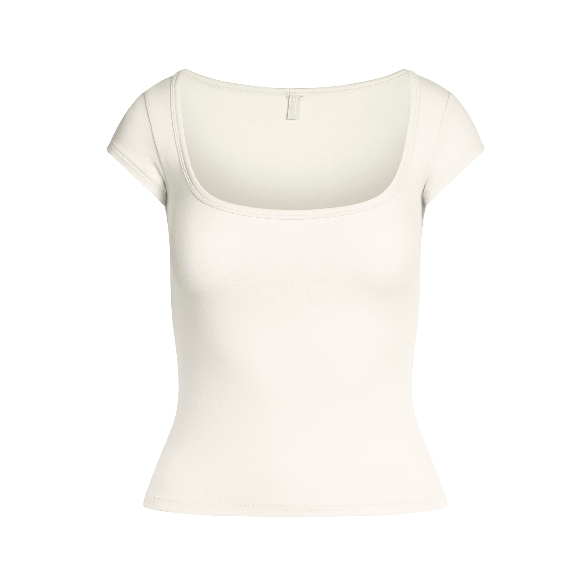 COTTON JERSEY SCOOP NECK T-SHIRT | MARBLE - Image 5
