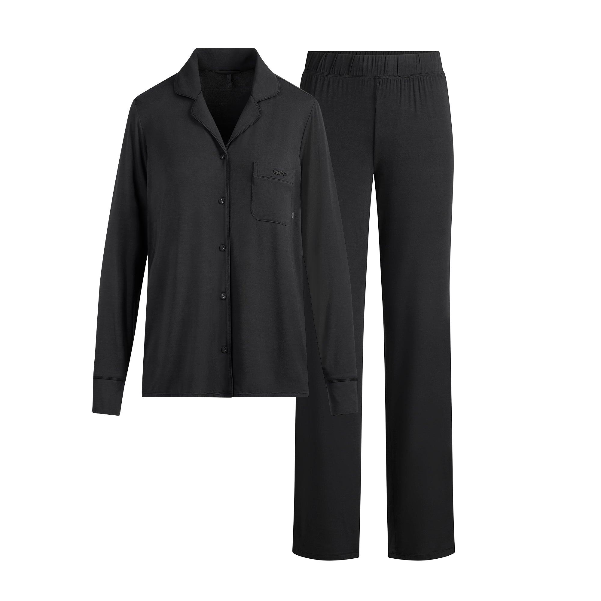 SKIMS SLEEP LONG SLEEVE BUTTON UP SET | ONYX - Image 5