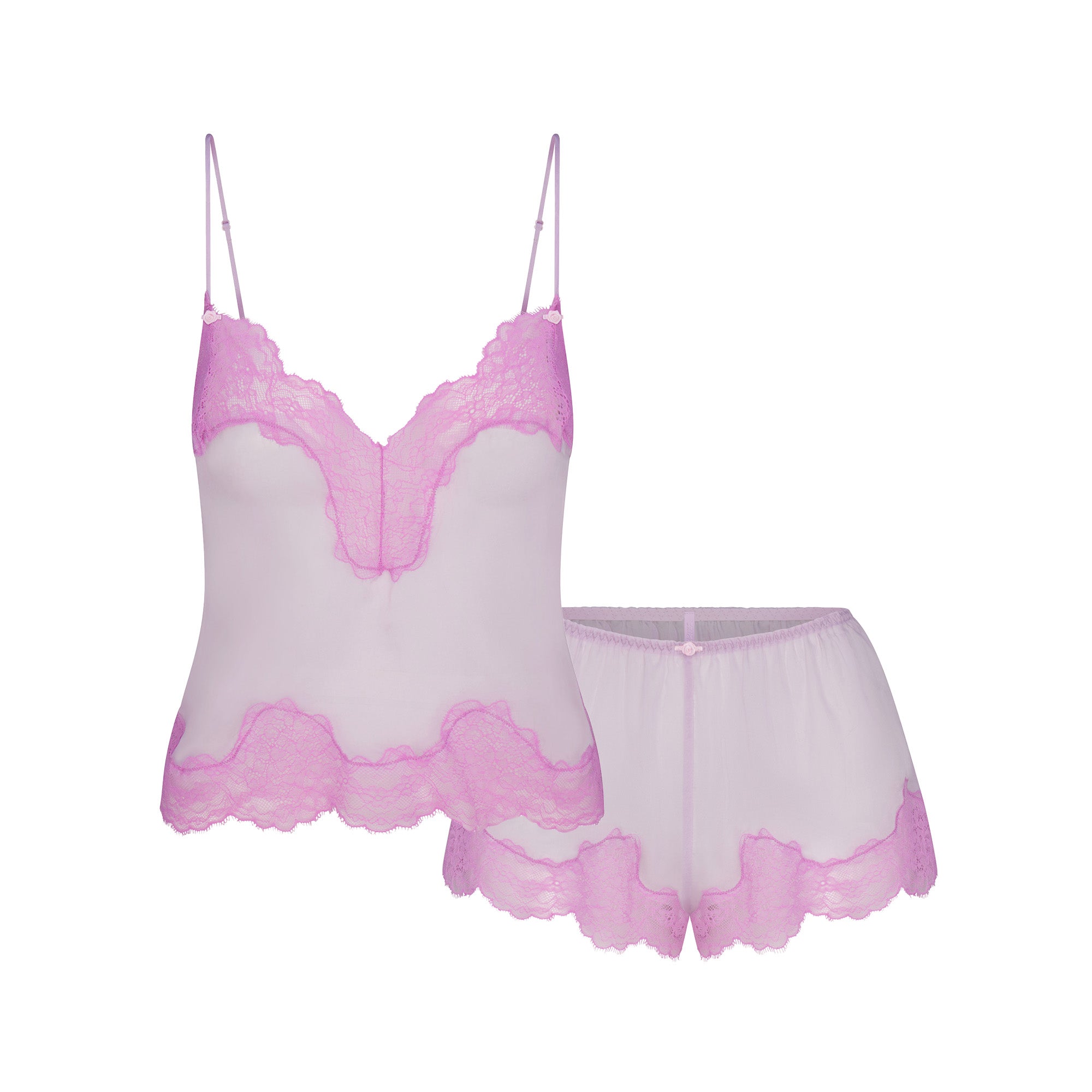 SKIMS ROMANCE LACE CAMI AND SHORT SET | SUGAR PLUM - Image 6