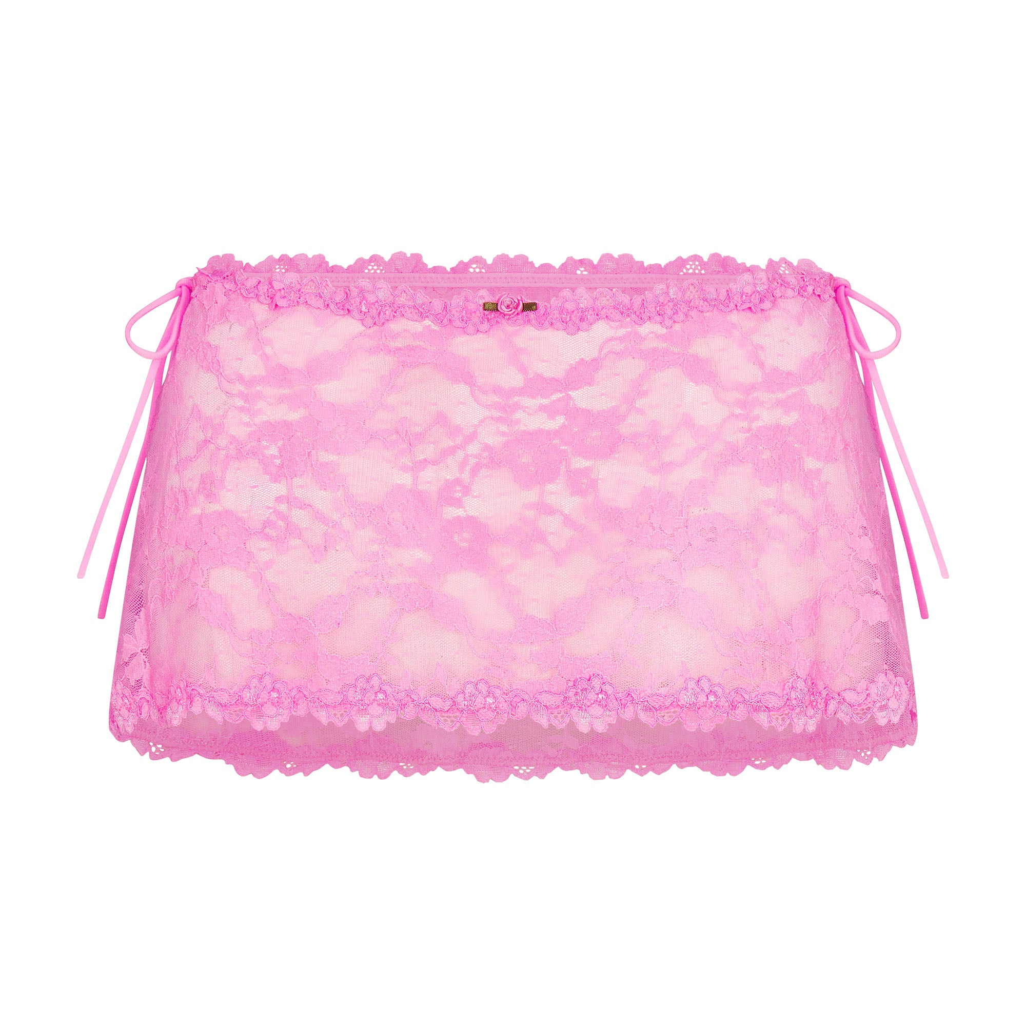 STRETCH LACE TIE SIDE MINI SKIRT | SUGAR PINK - Image 4