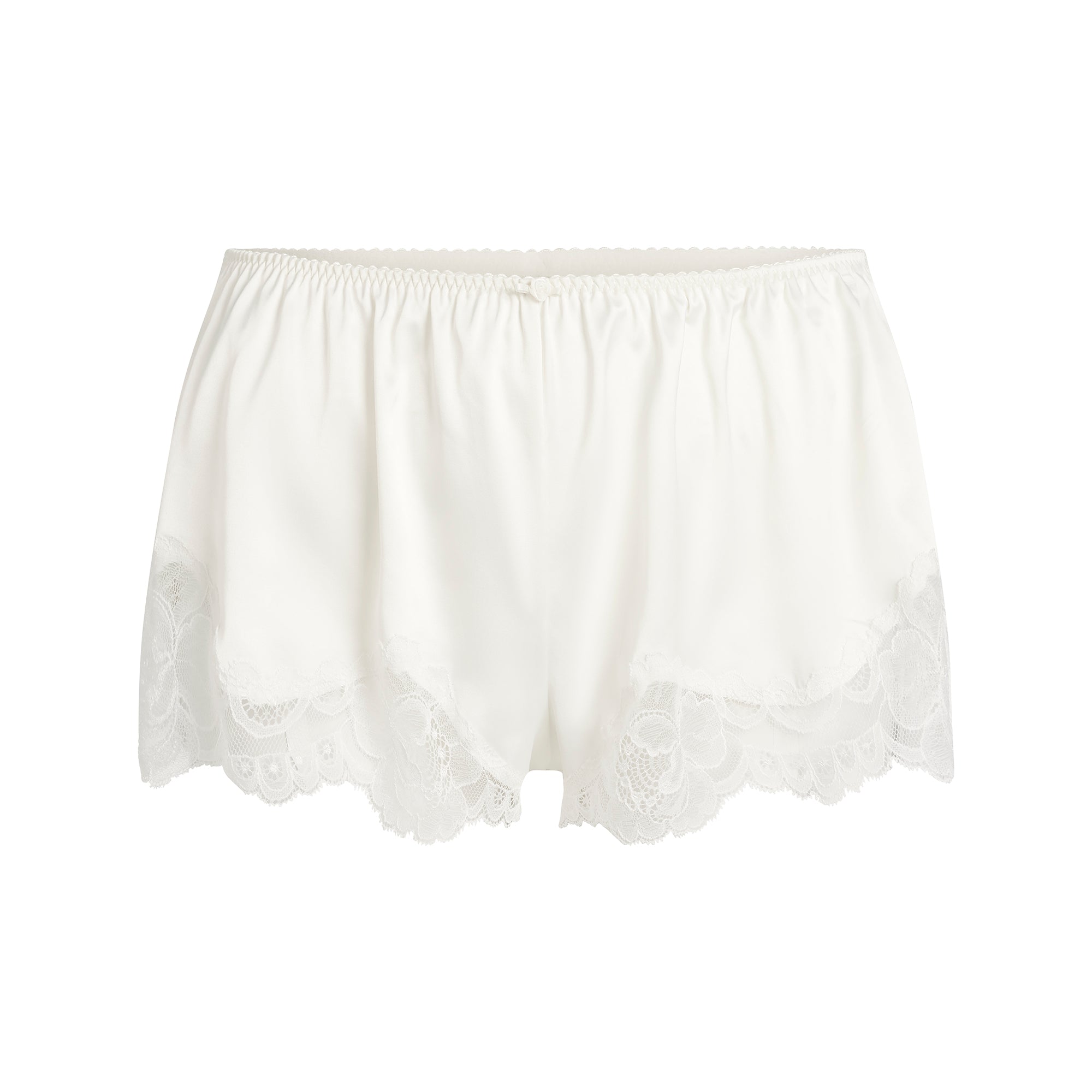 WOVEN SHINE LACE BABYDOLL AND SHORT SET | IVORY - Image 6