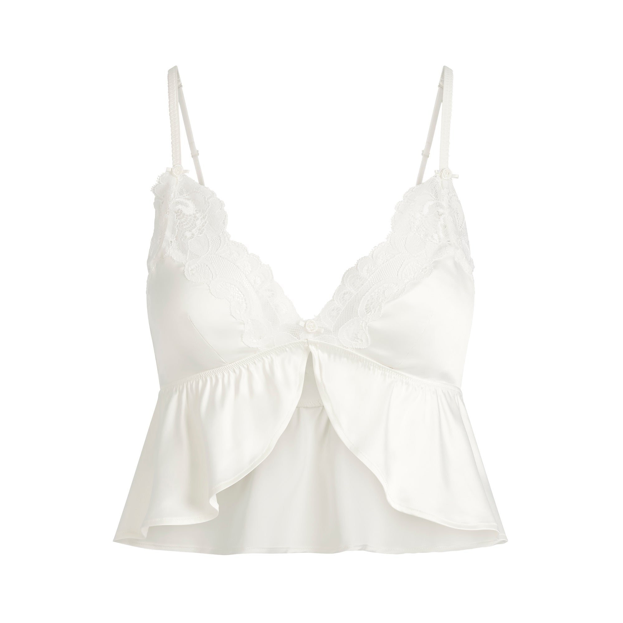 WOVEN SHINE LACE BABYDOLL AND SHORT SET | IVORY - Image 5