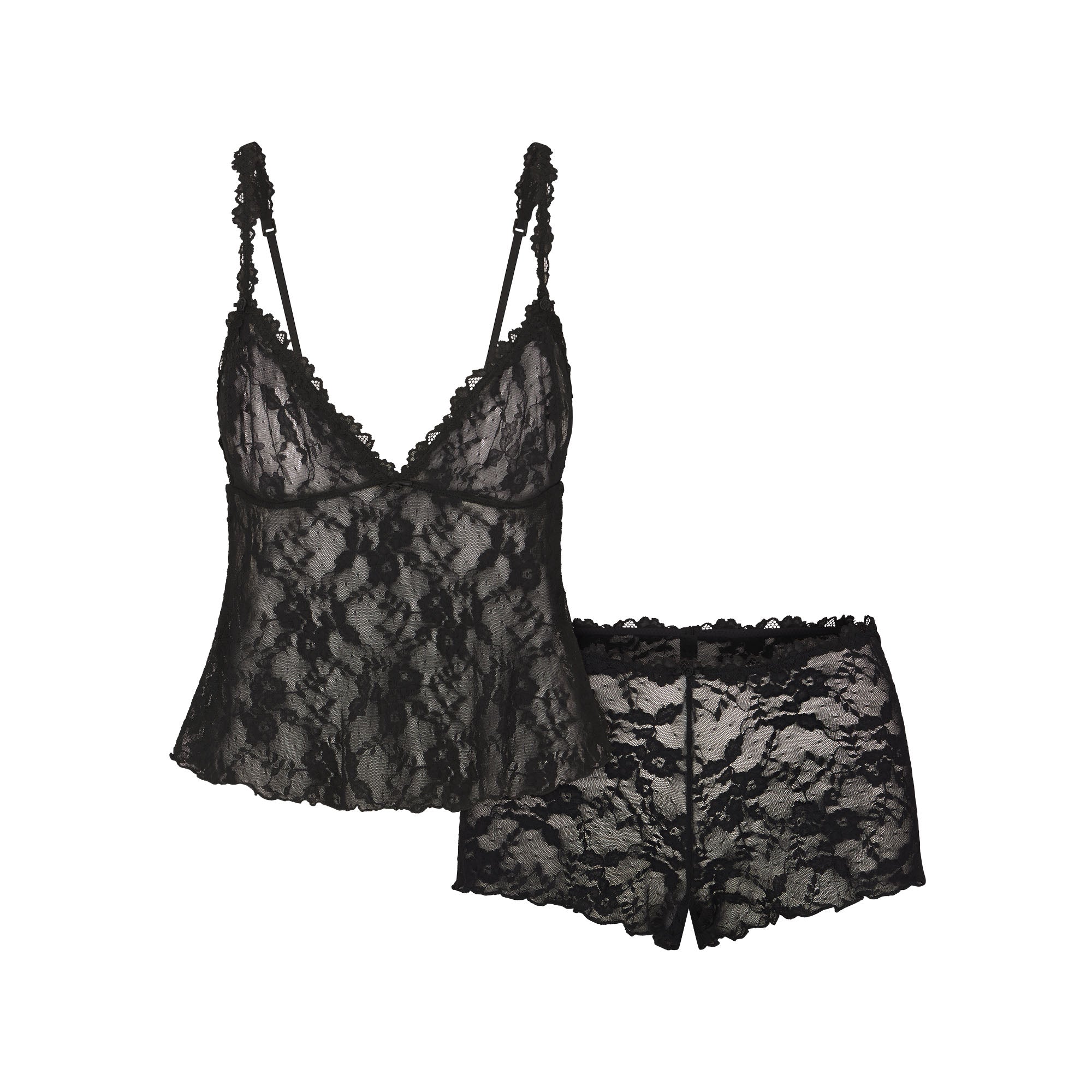 STRETCH LACE TRIANGLE CAMI AND SHORT SET | SOOT - Image 5