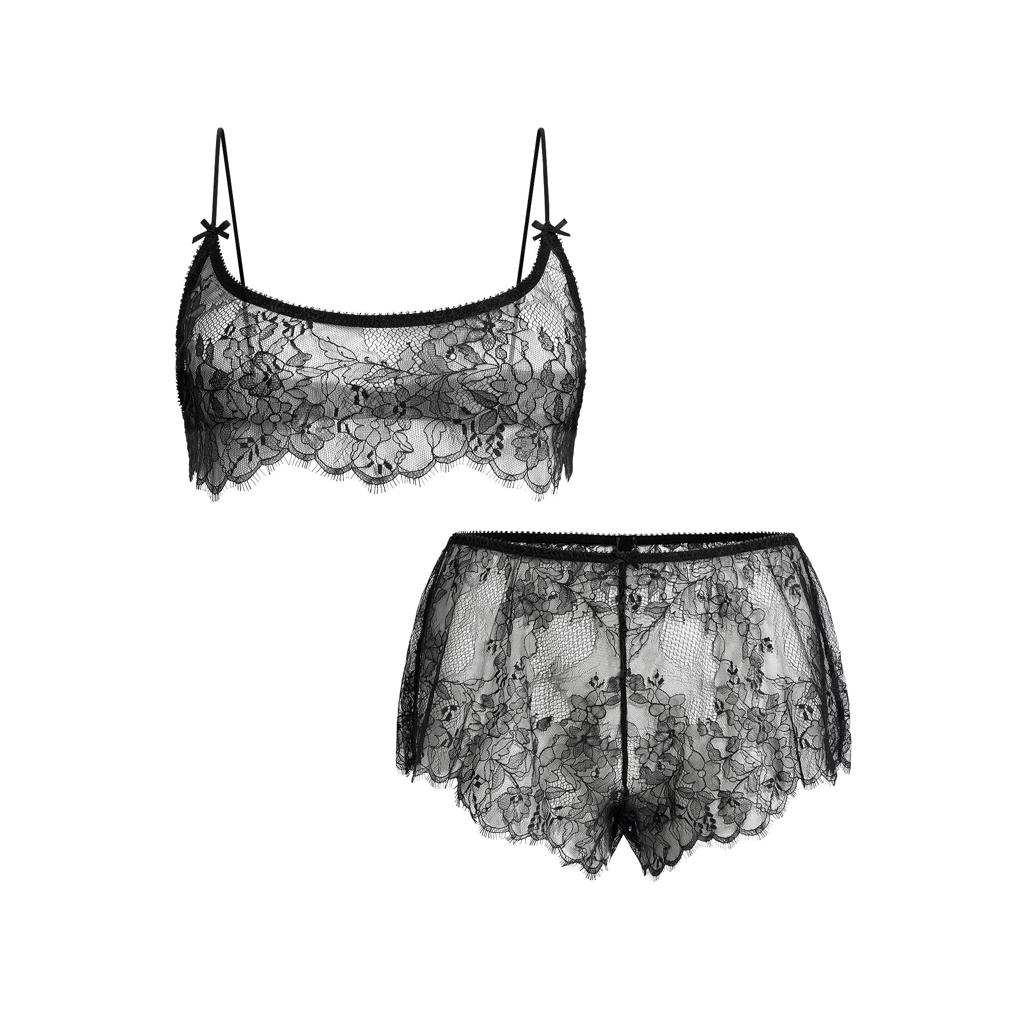 ULTRA FINE LACE BRALETTE AND SHORT SET | ONYX - Image 7