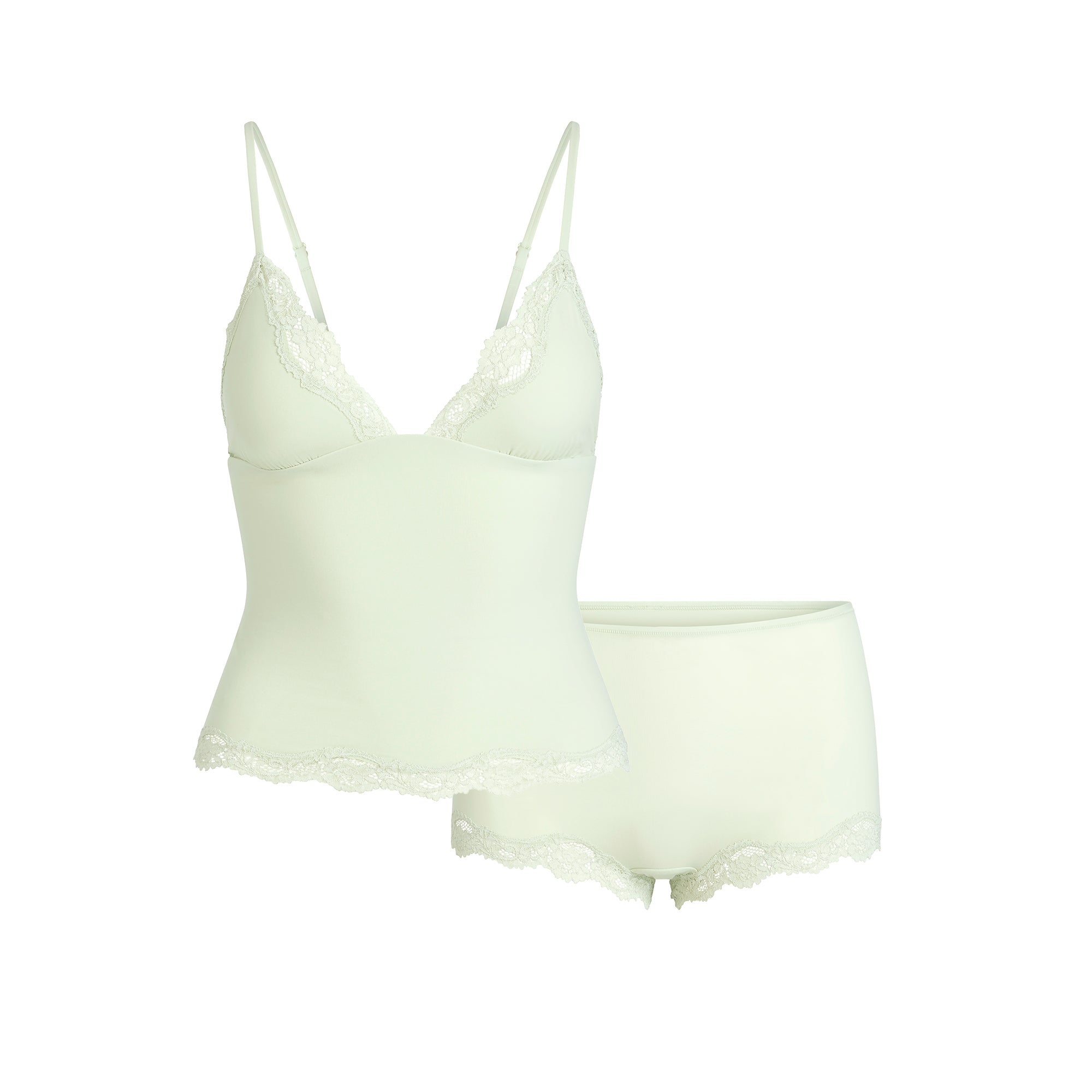 FITS EVERYBODY LACE TRIANGLE CAMI AND BOY SHORT SET | SPEARMINT - Image 5