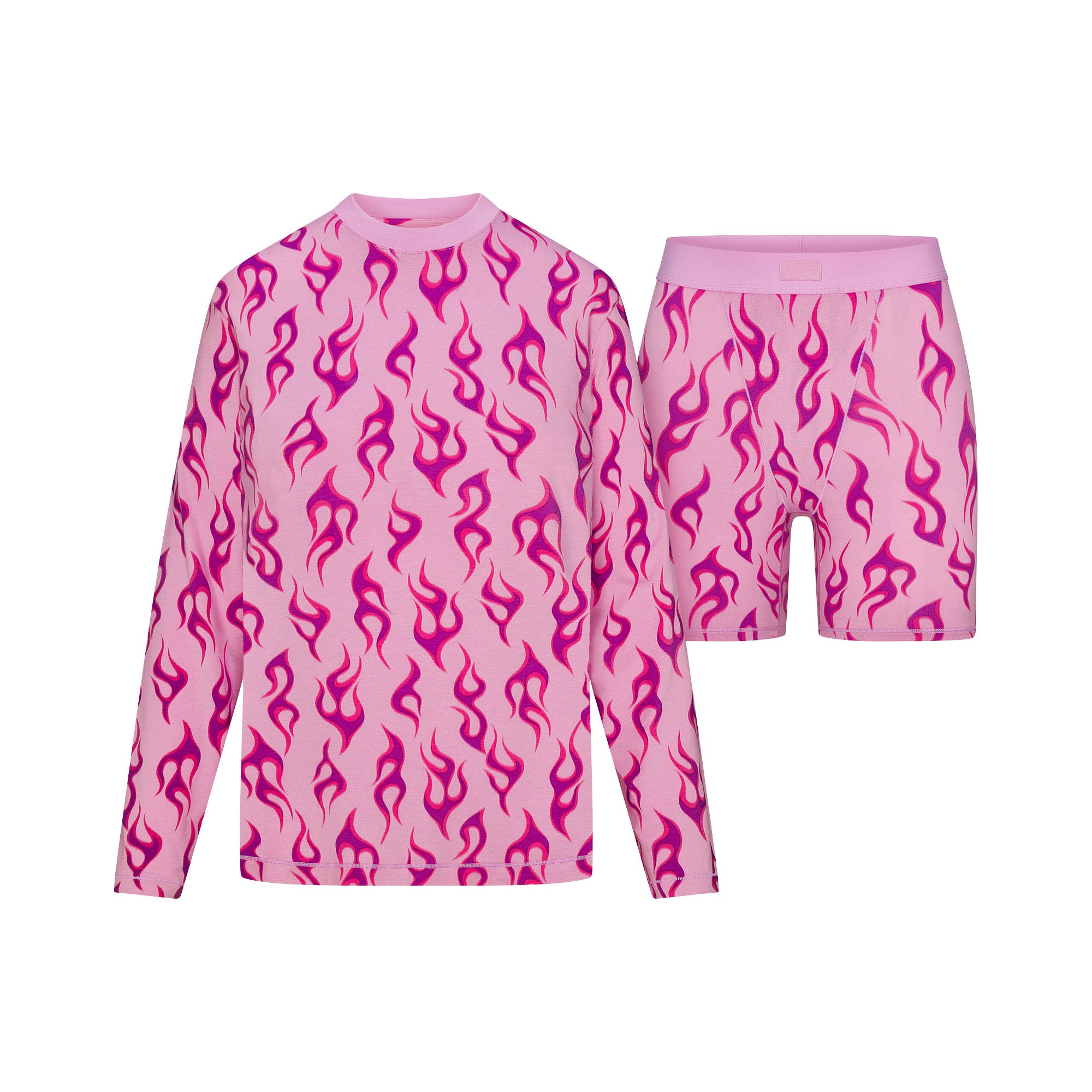 BOYFRIEND LONG SLEEVE T-SHIRT AND BOXER SET | PETAL FLAME PRINT - Image 6