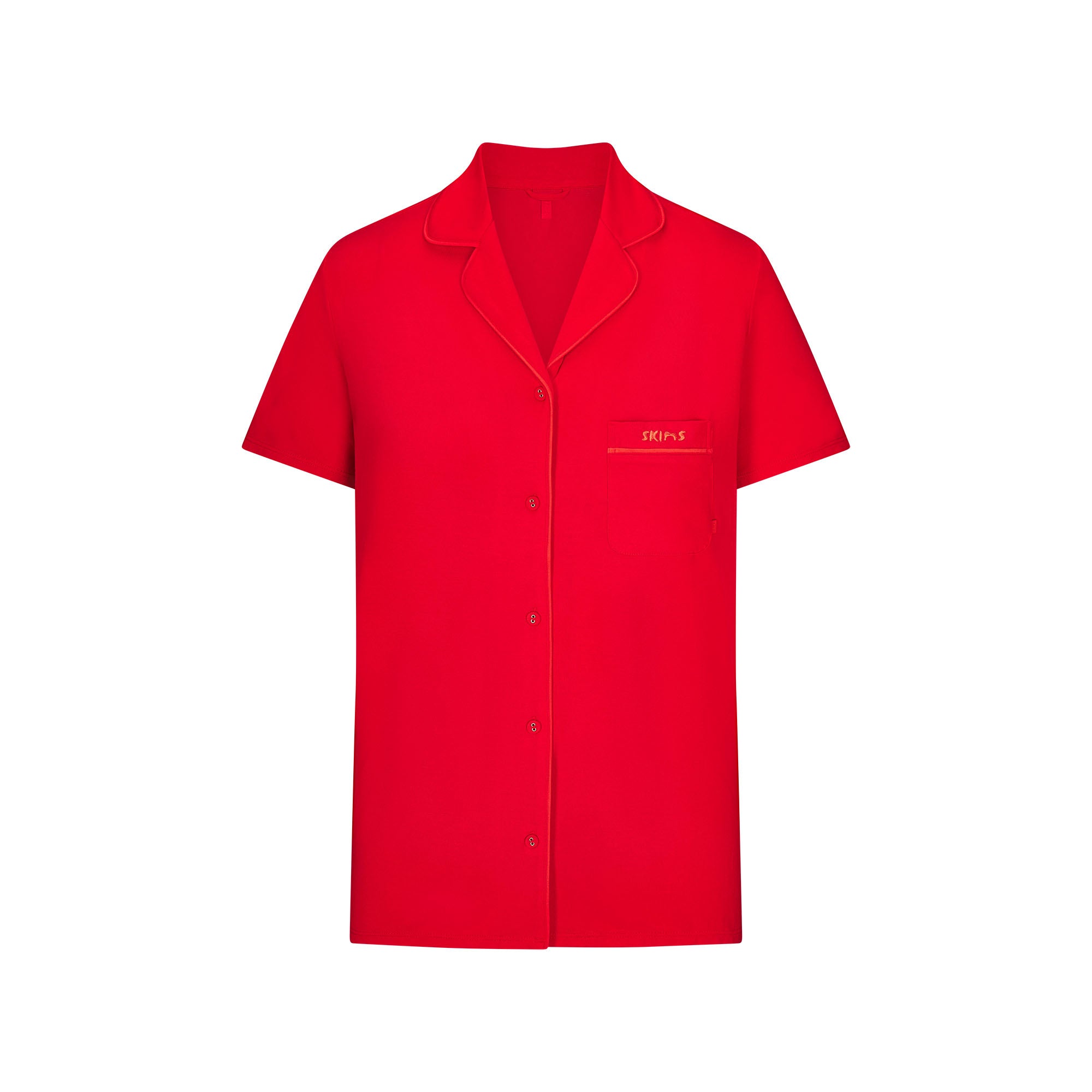 SKIMS SLEEP SHORT SLEEVE BUTTON UP SET | RUBY - Image 7