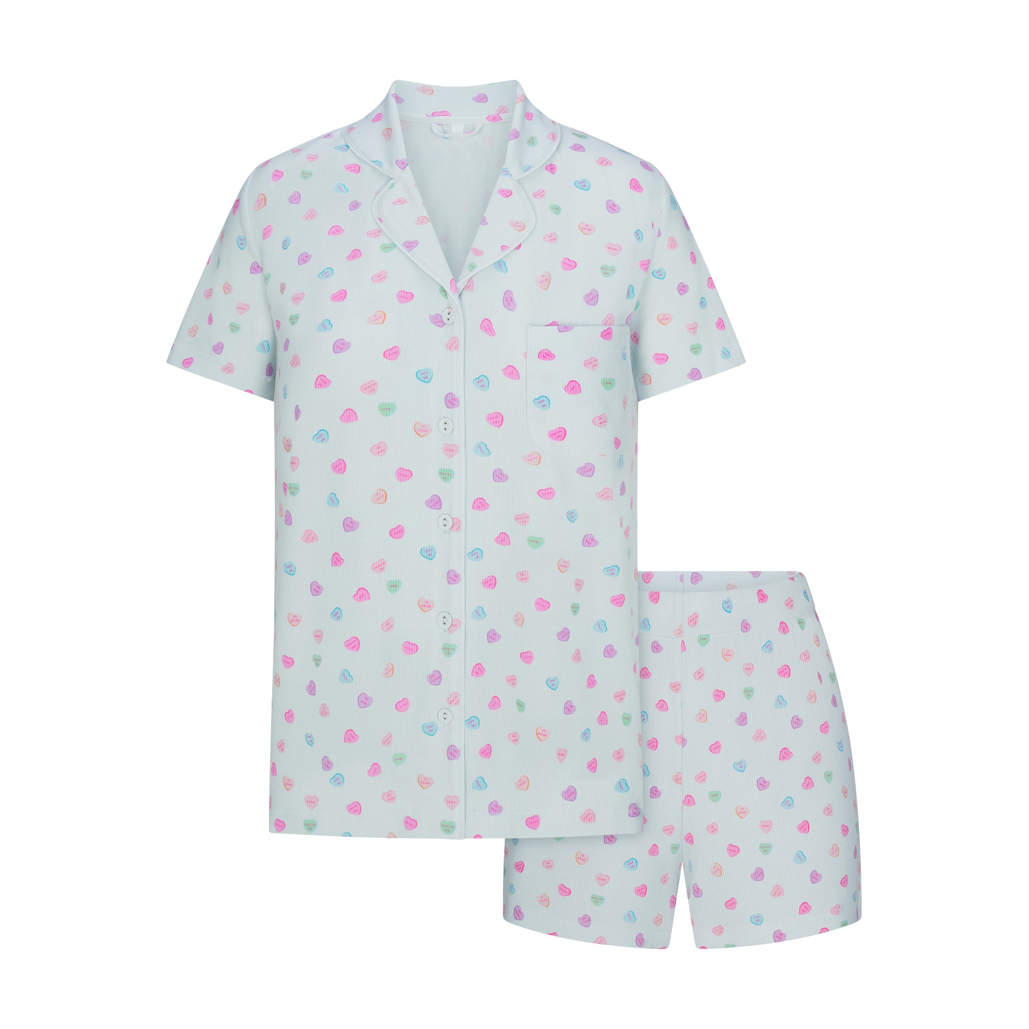 SOFT LOUNGE SHORT SLEEP SET | CLOUD CANDY HEART PRINT - Image 5