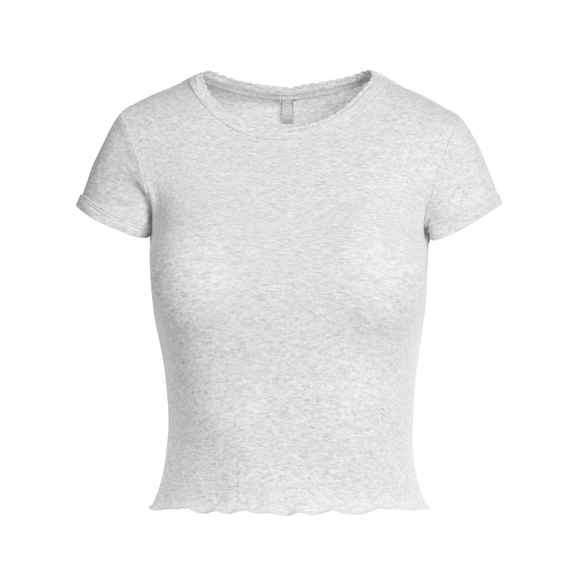 DROP NEEDLE POINTELLE BABY TEE | LIGHT HEATHER GREY - Image 5