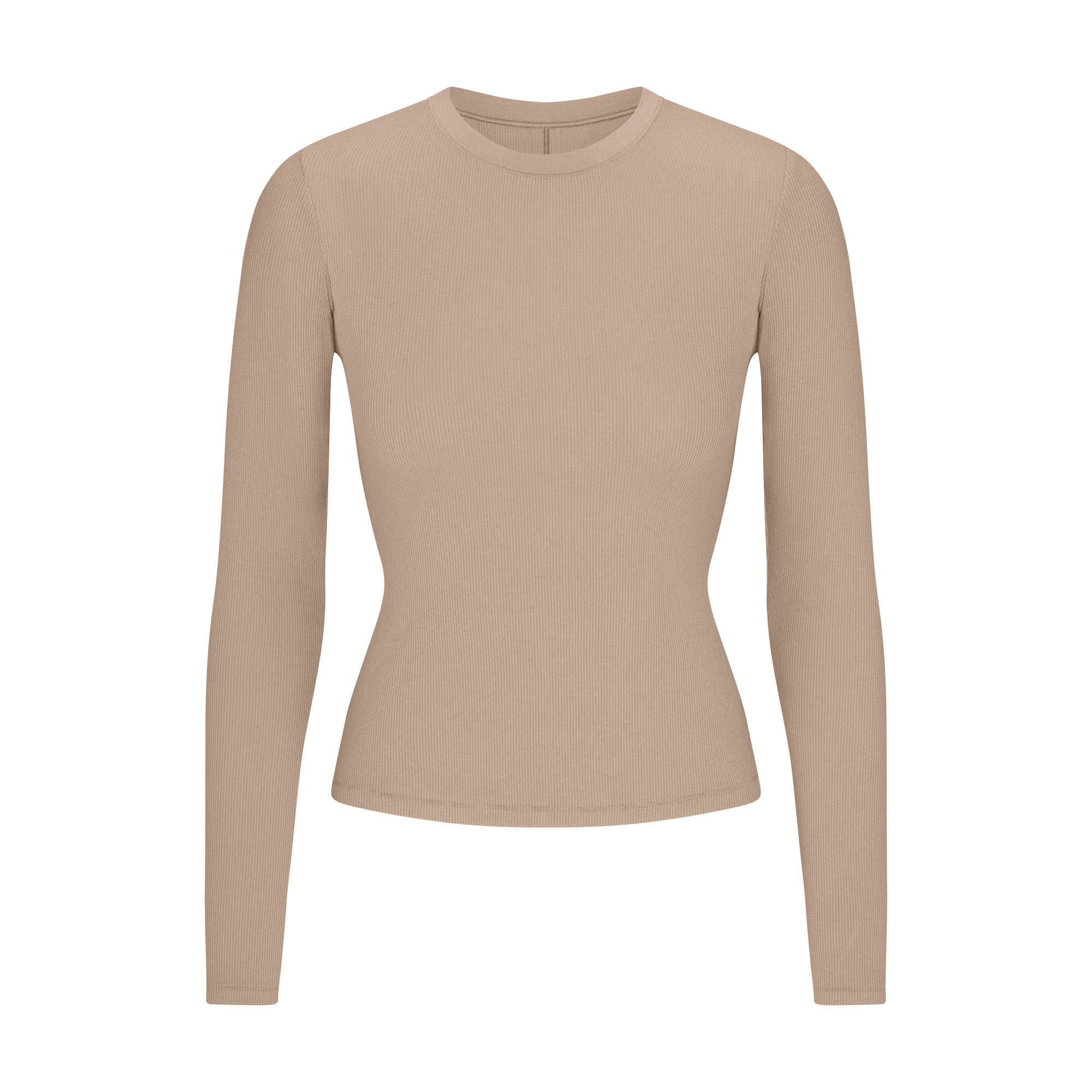 COTTON RIB LONG SLEEVE T-SHIRT | LATTE - Image 5
