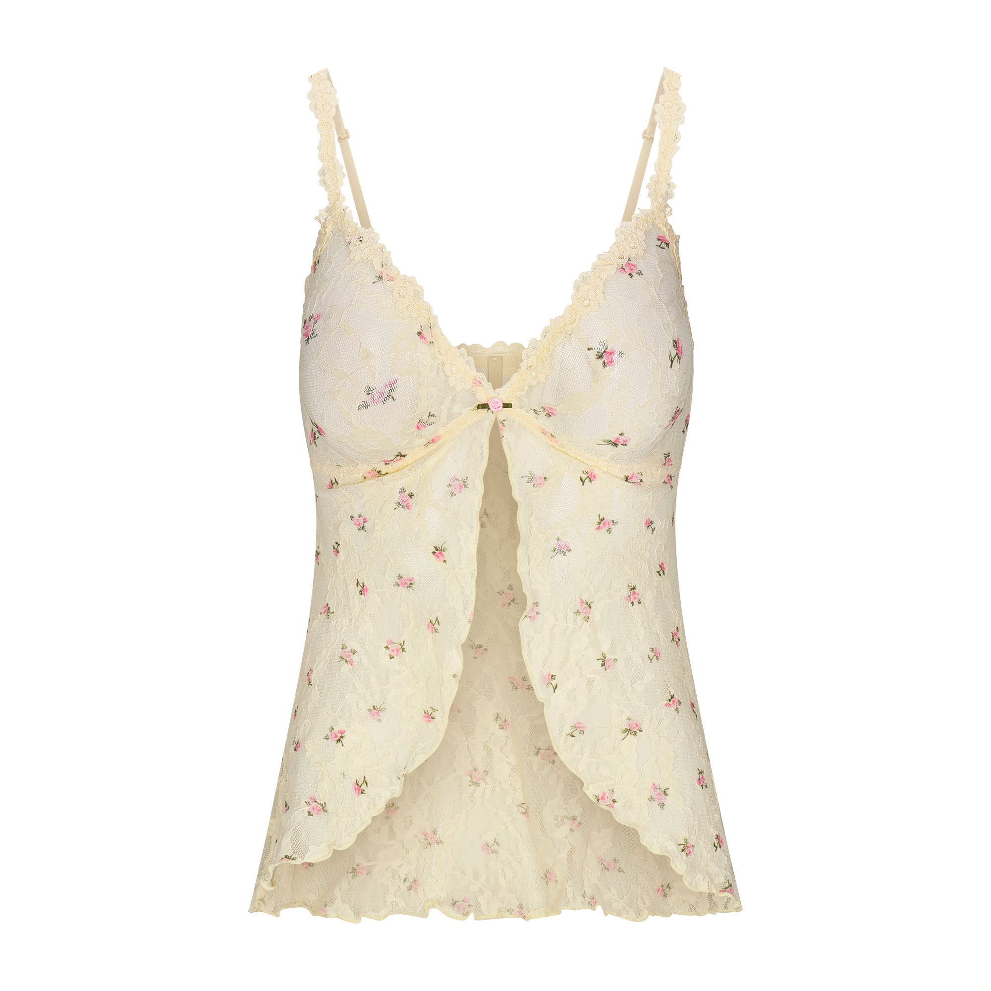 STRETCH LACE BABYDOLL TOP | BUTTER ROSEBUD PRINT - Image 4